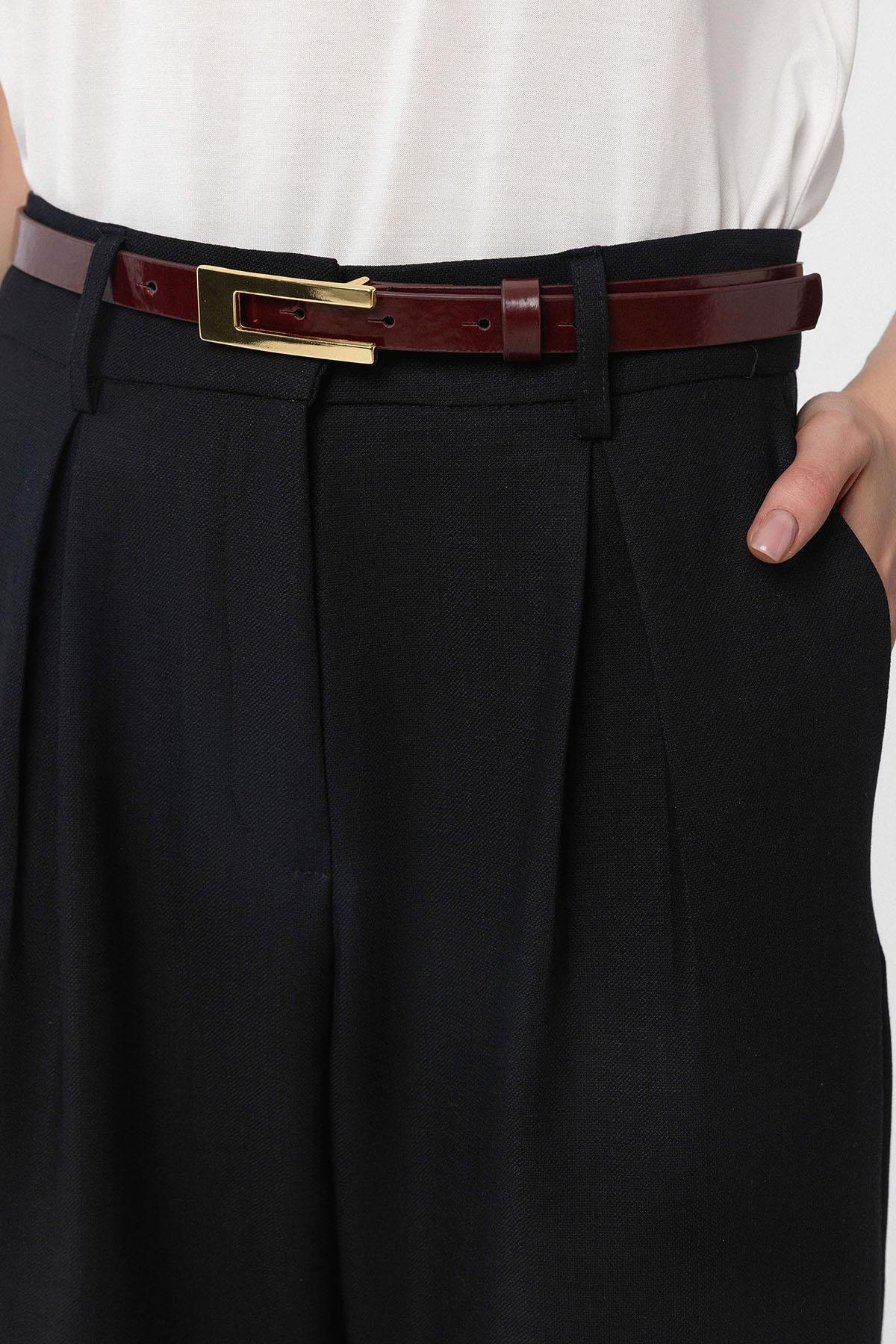 Antioch Siyah Pilili Soft Bilek Boyu Kadın Pantolon