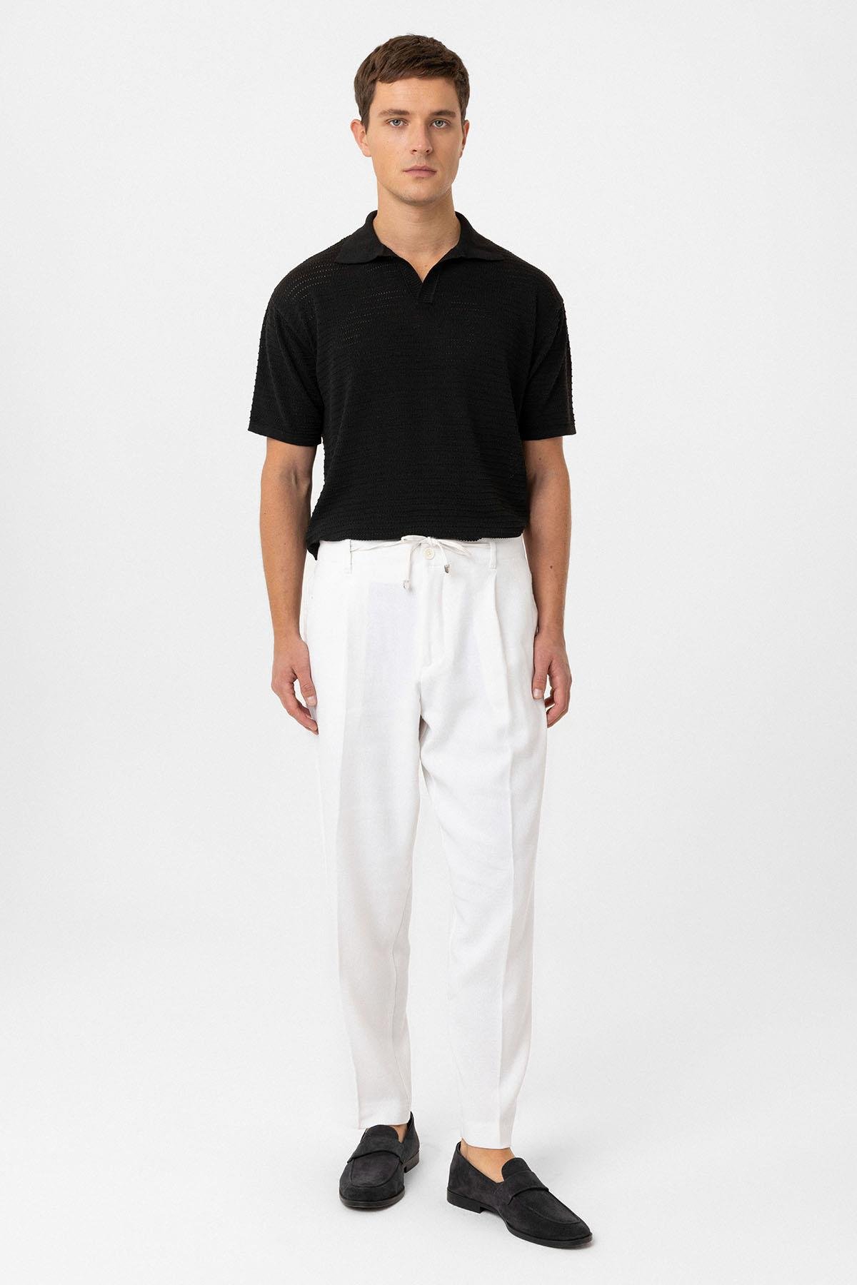 Antioch Siyah Polo Yaka Dokulu Erkek Triko T-Shirt