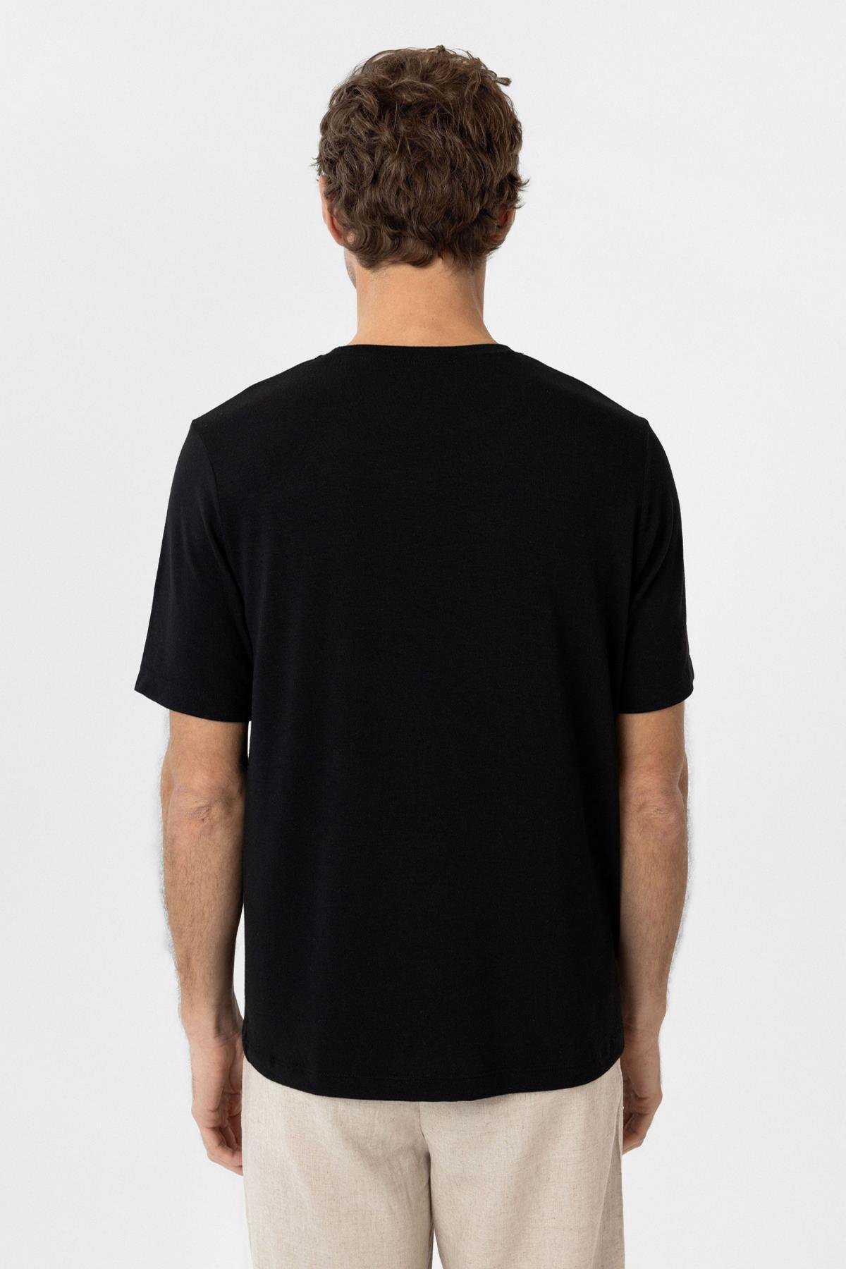 Antioch Siyah Regular Fit Basic Erkek T-Shirt