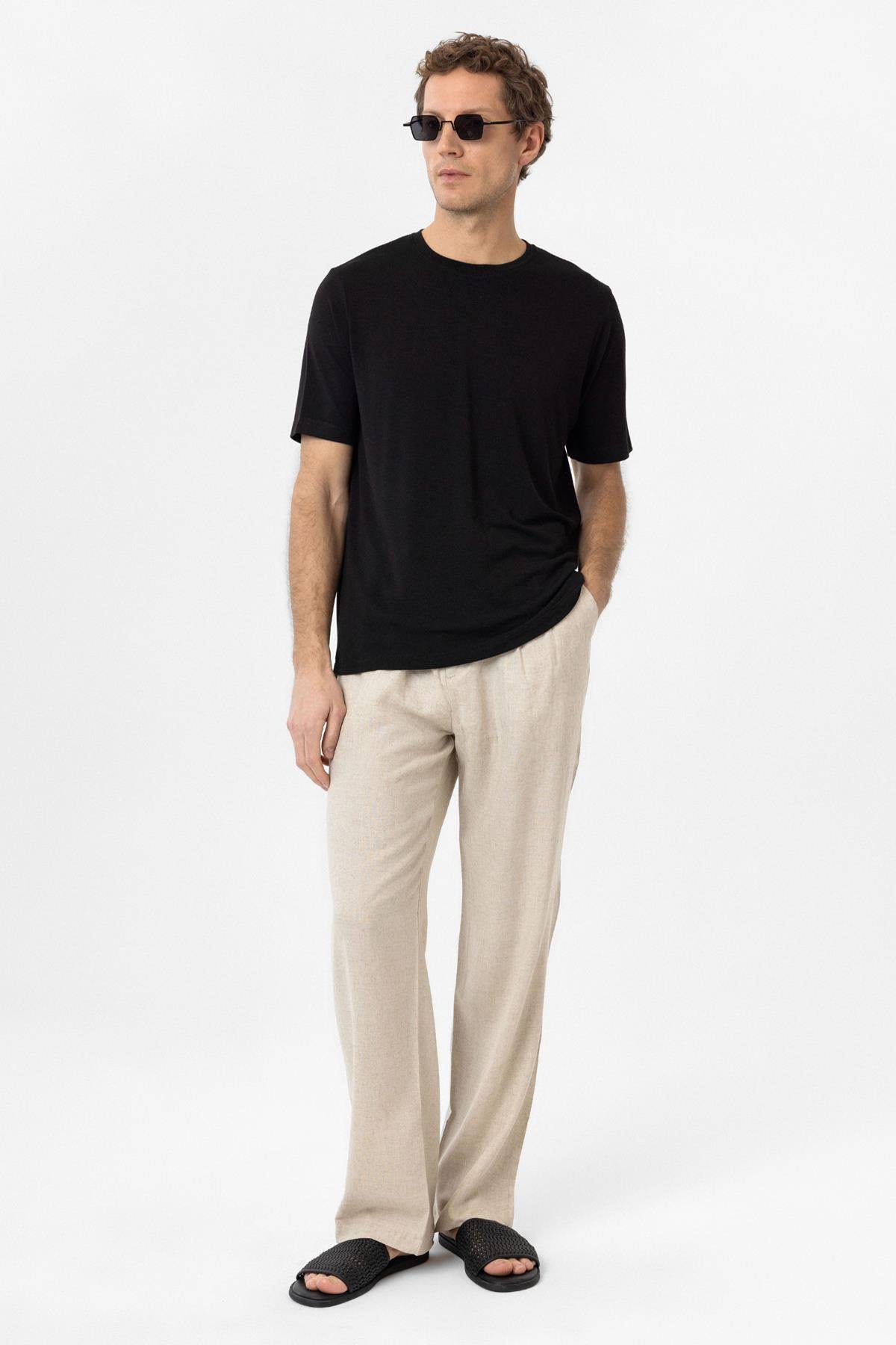 Antioch Siyah Regular Fit Basic Erkek T-Shirt