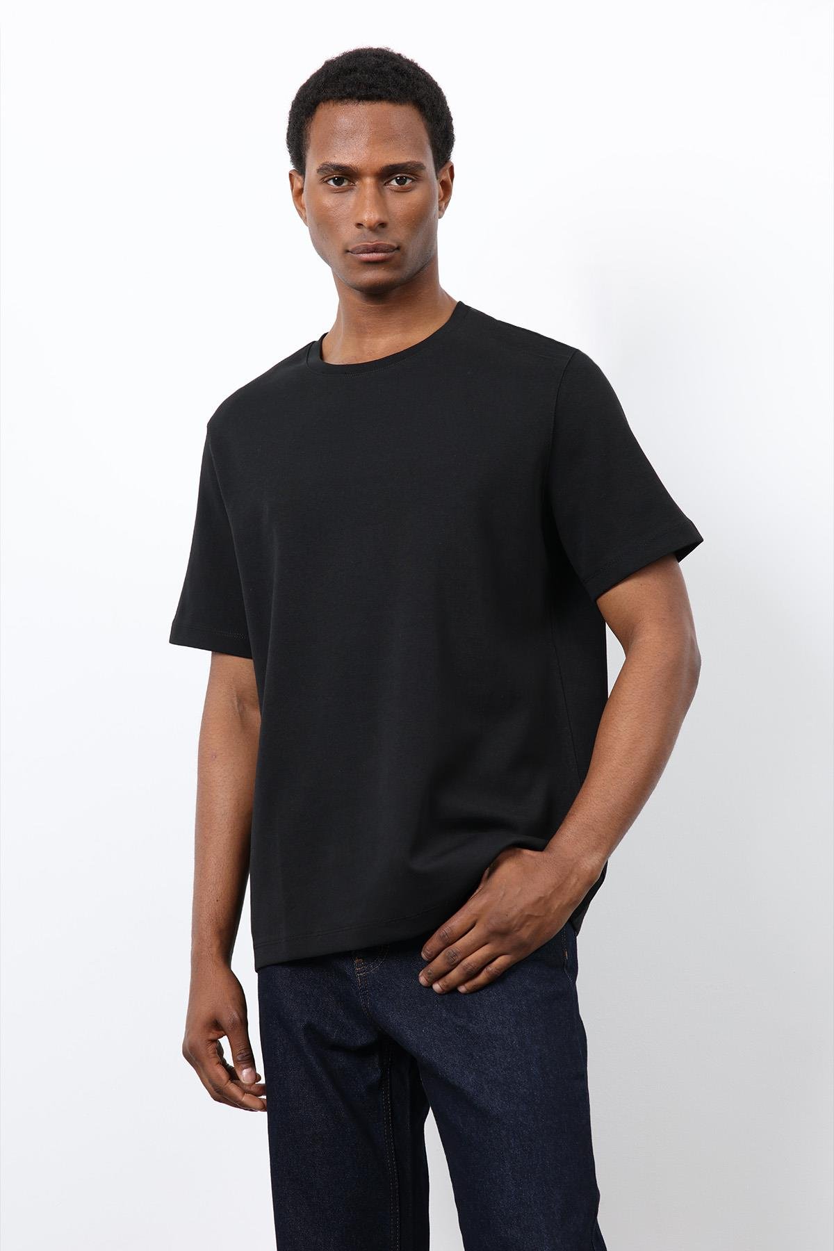 Antioch Siyah Regular Fit Basic Erkek T-Shirt