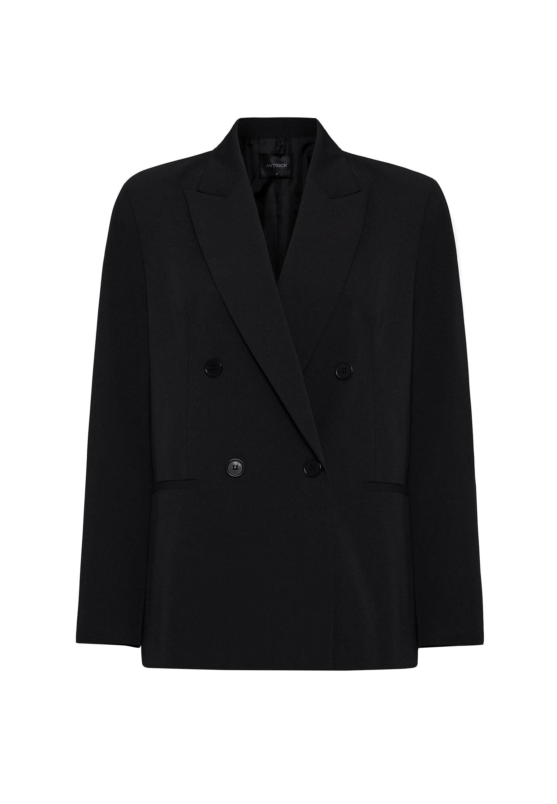 Antioch Siyah Regular Fit Kruvaze Kadın Blazer Ceket