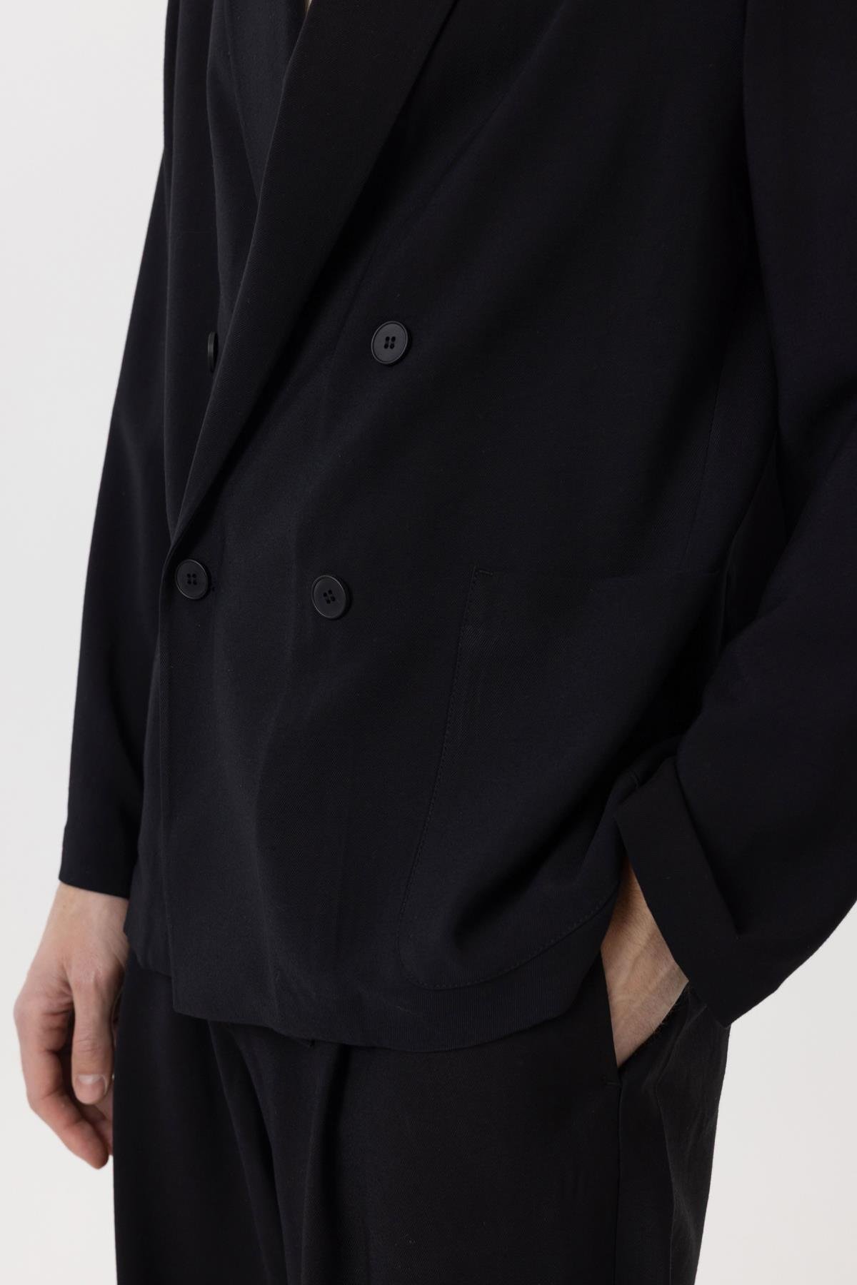 Antioch Siyah Relax Fit Diagonel İnce Erkek Blazer Ceket