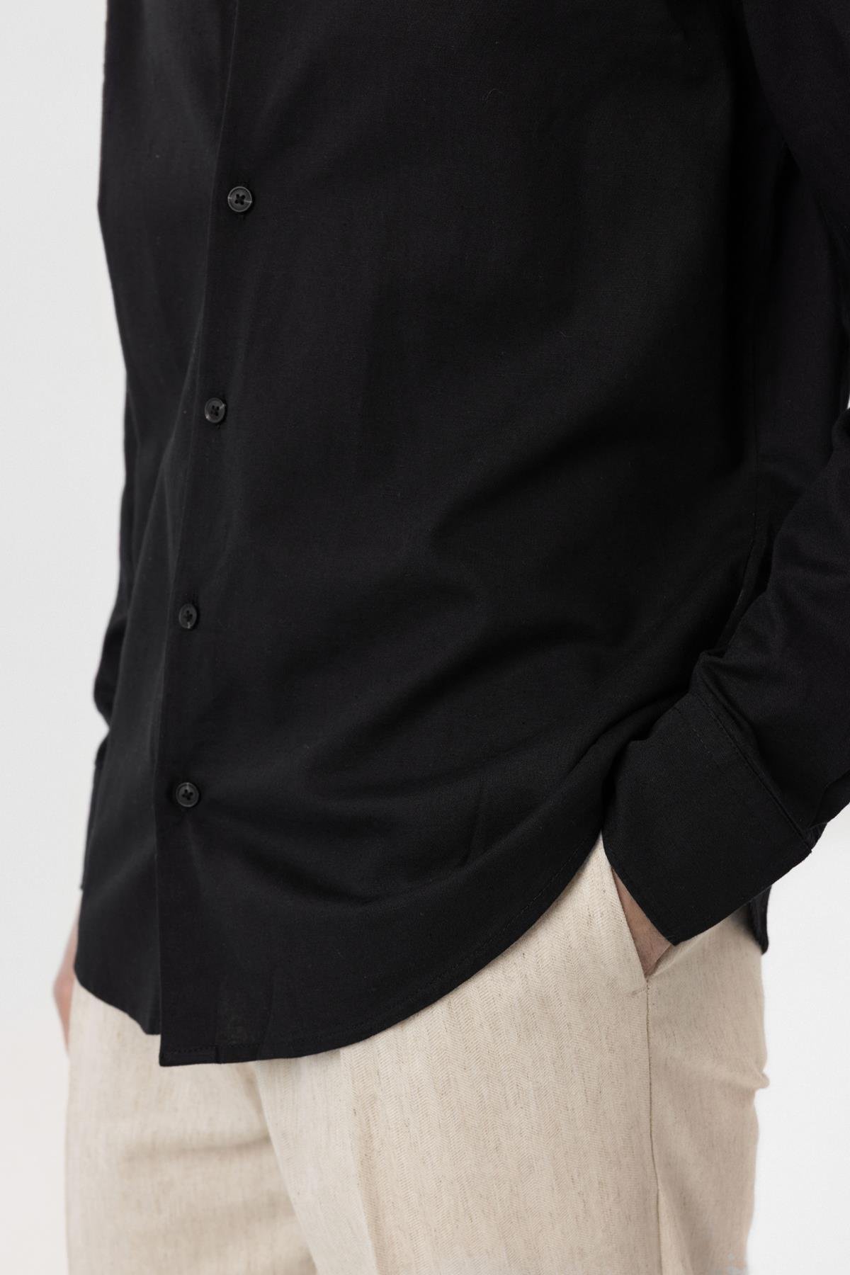 Antioch Siyah Relax Fit Liyosel Kumaş Erkek Gömlek