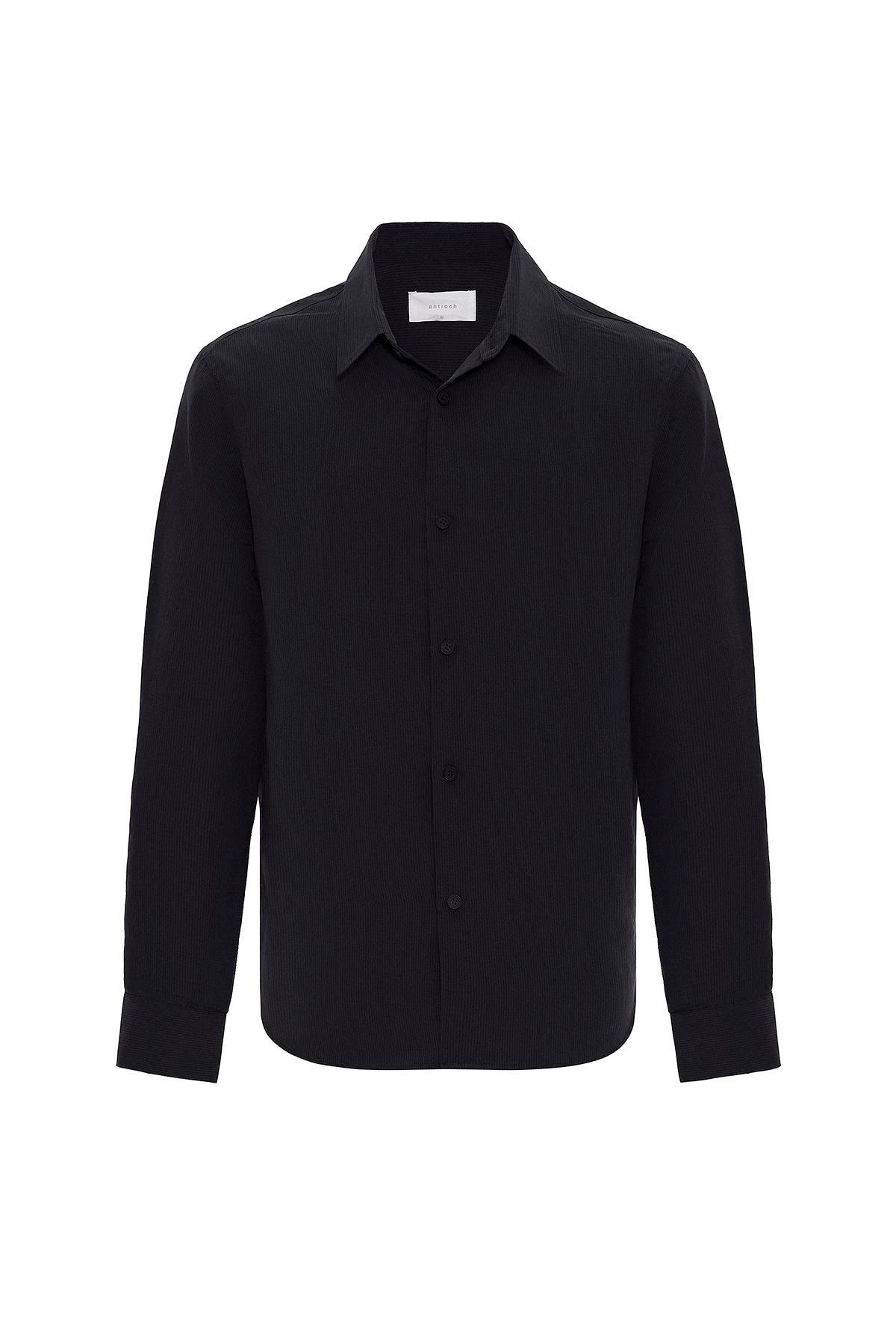 Antioch Siyah Relax Fit Modal Kumaş Erkek Gömlek