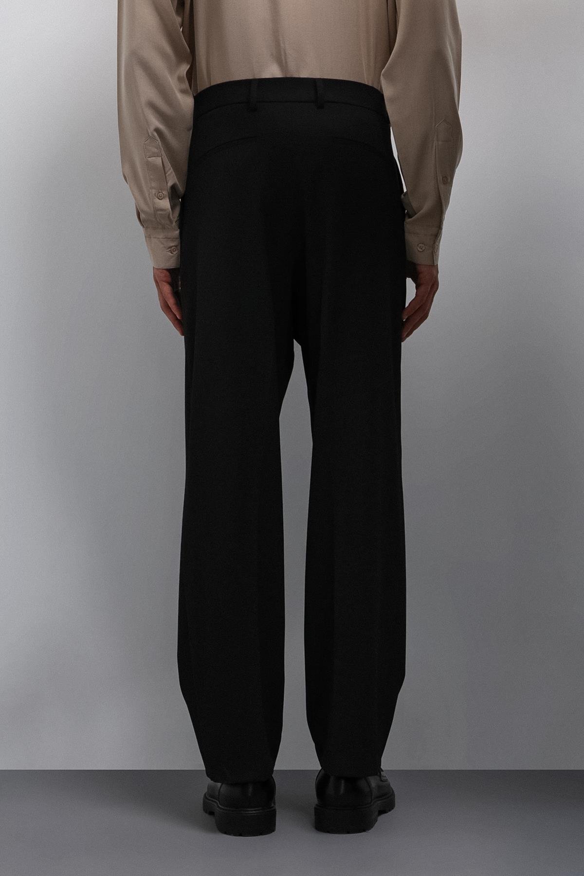 Antioch Siyah Relax Fit Pilili Erkek Pantolon