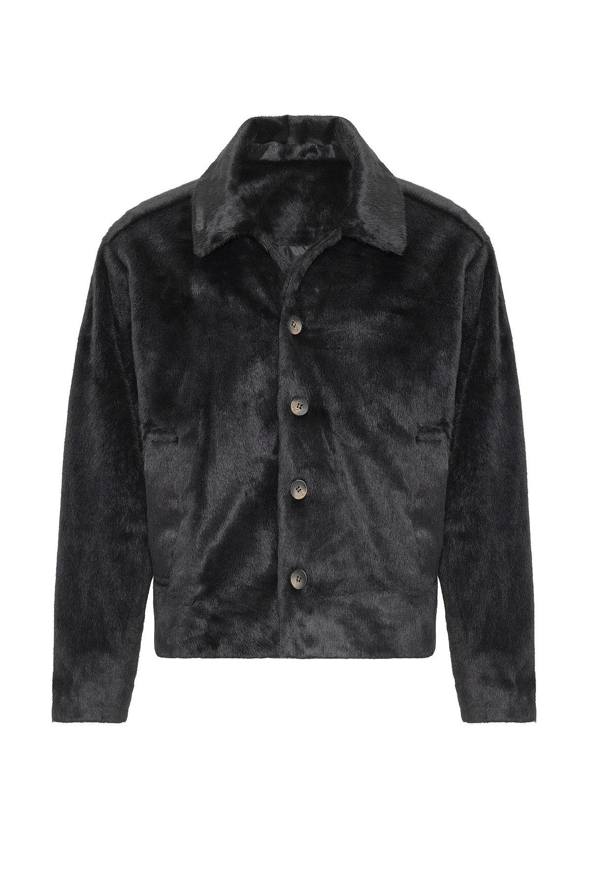 Antioch Siyah Relax Fit Yumuşak Dokulu Erkek Mont