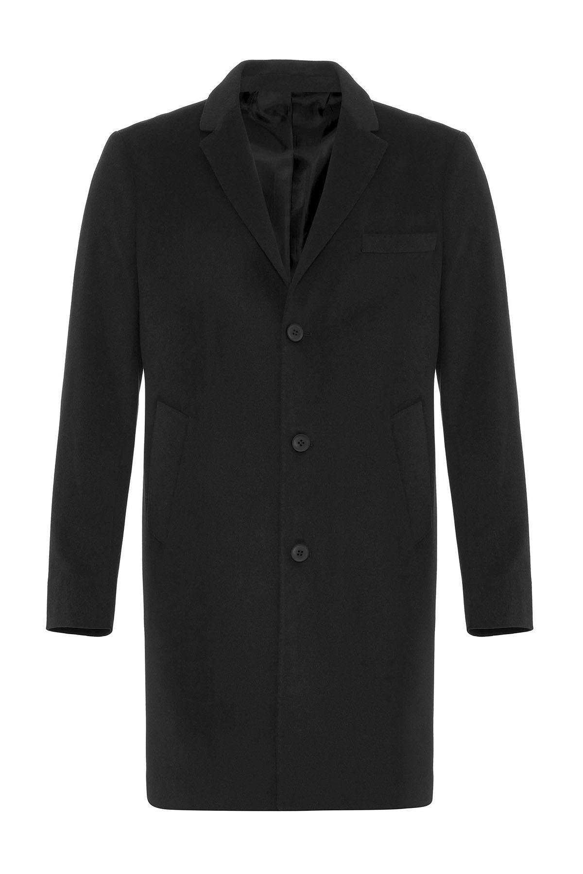 Antioch Siyah Slim Fit Ceket Yaka Erkek Kaban