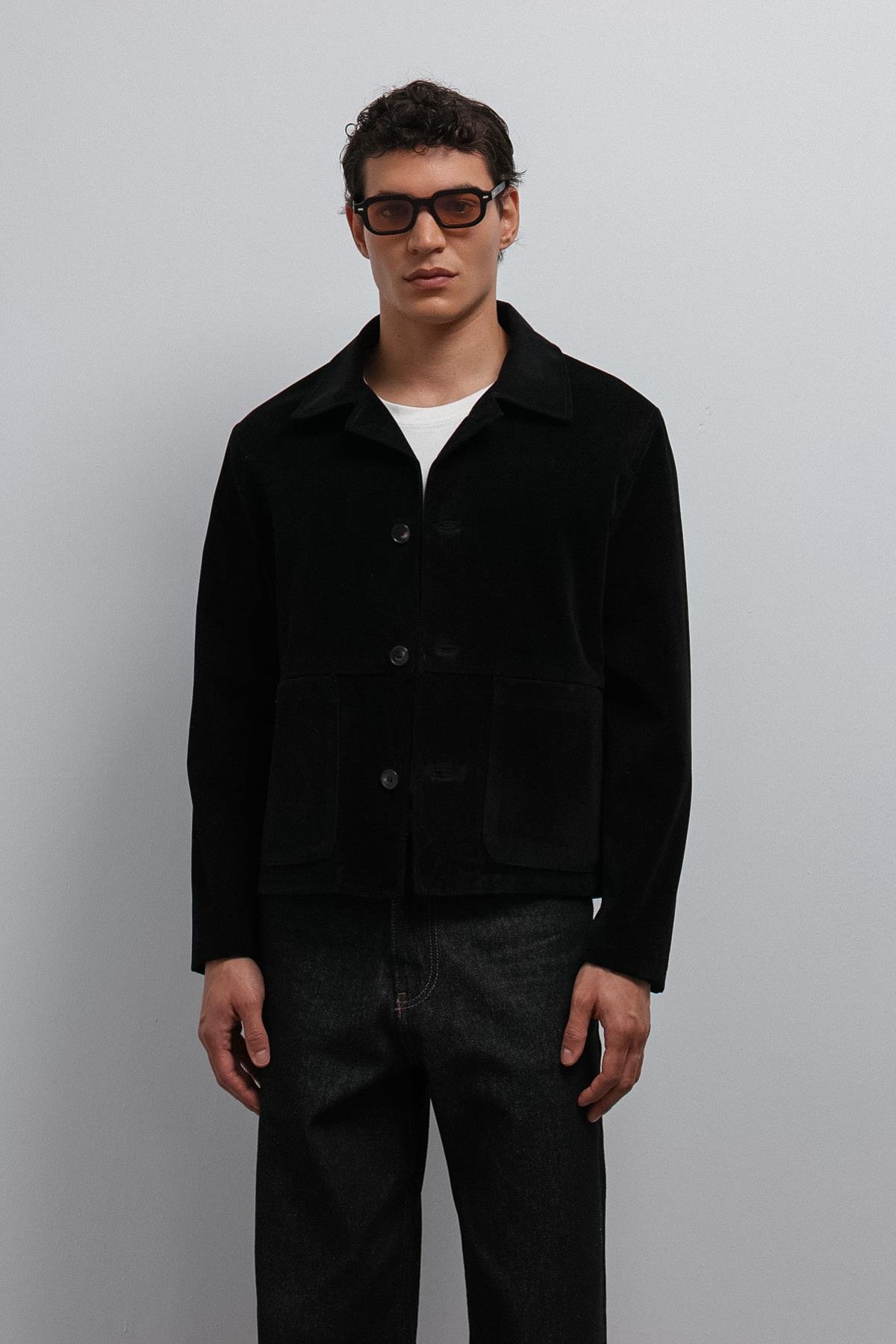 Antioch Siyah Süet Erkek Klasik Ceket