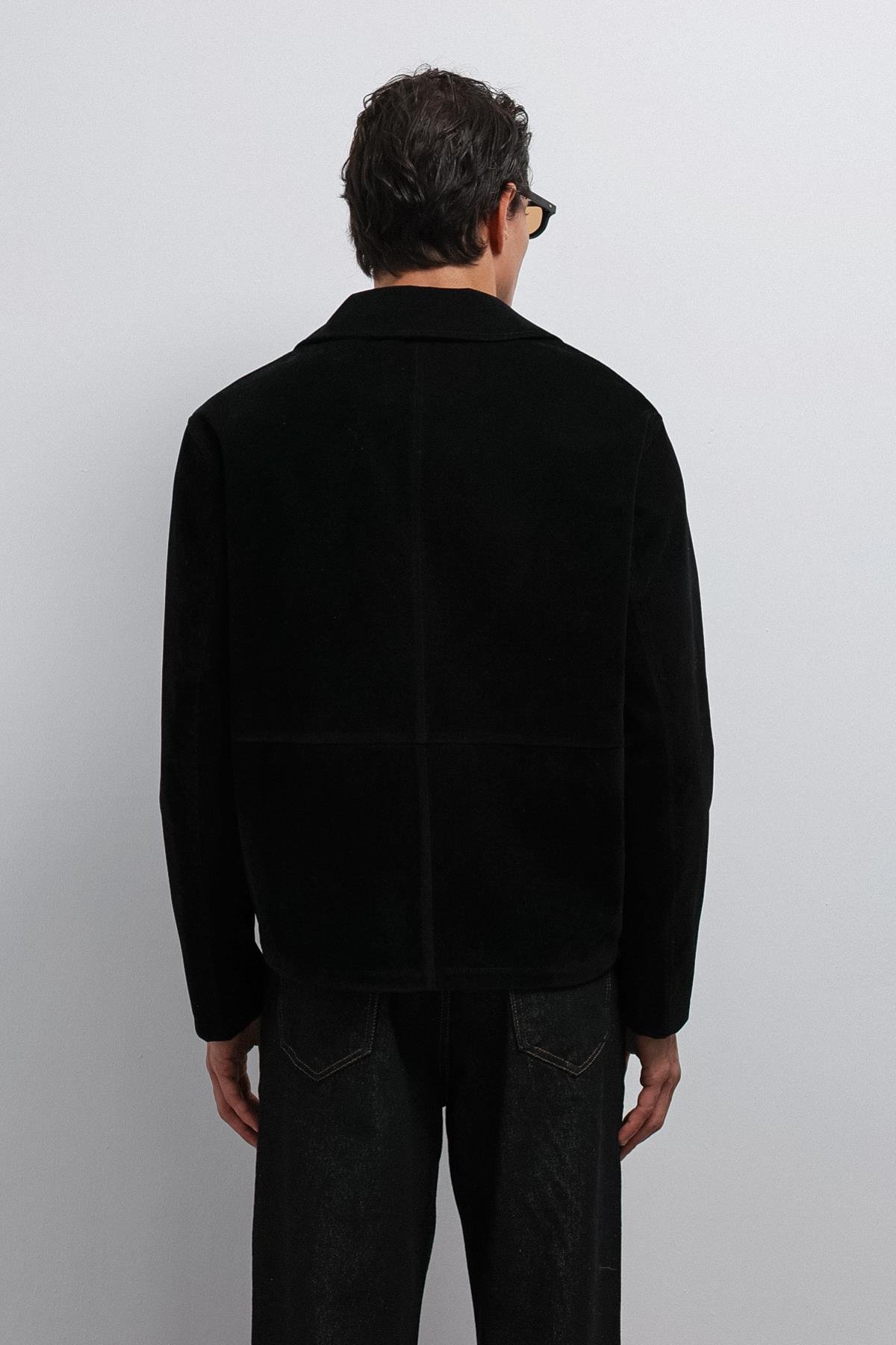 Antioch Siyah Süet Erkek Klasik Ceket