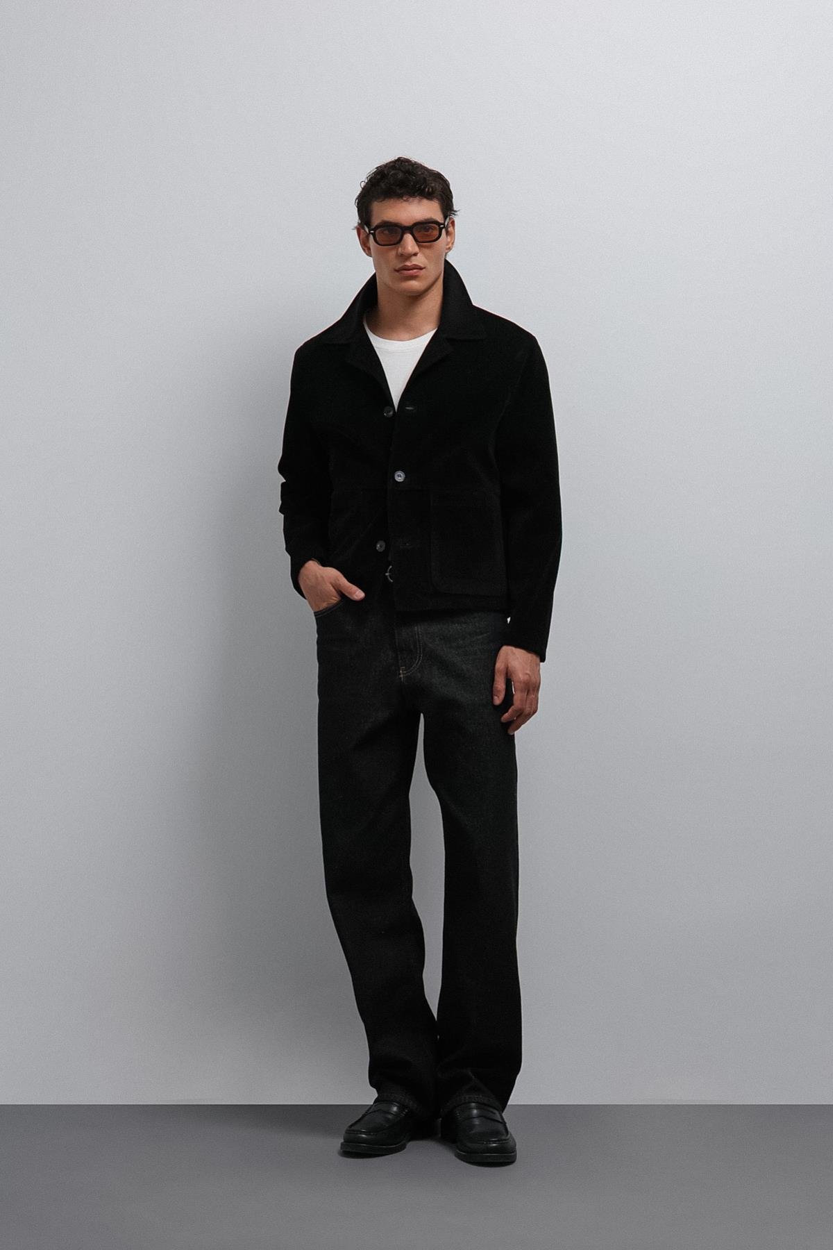 Antioch Siyah Süet Erkek Klasik Ceket