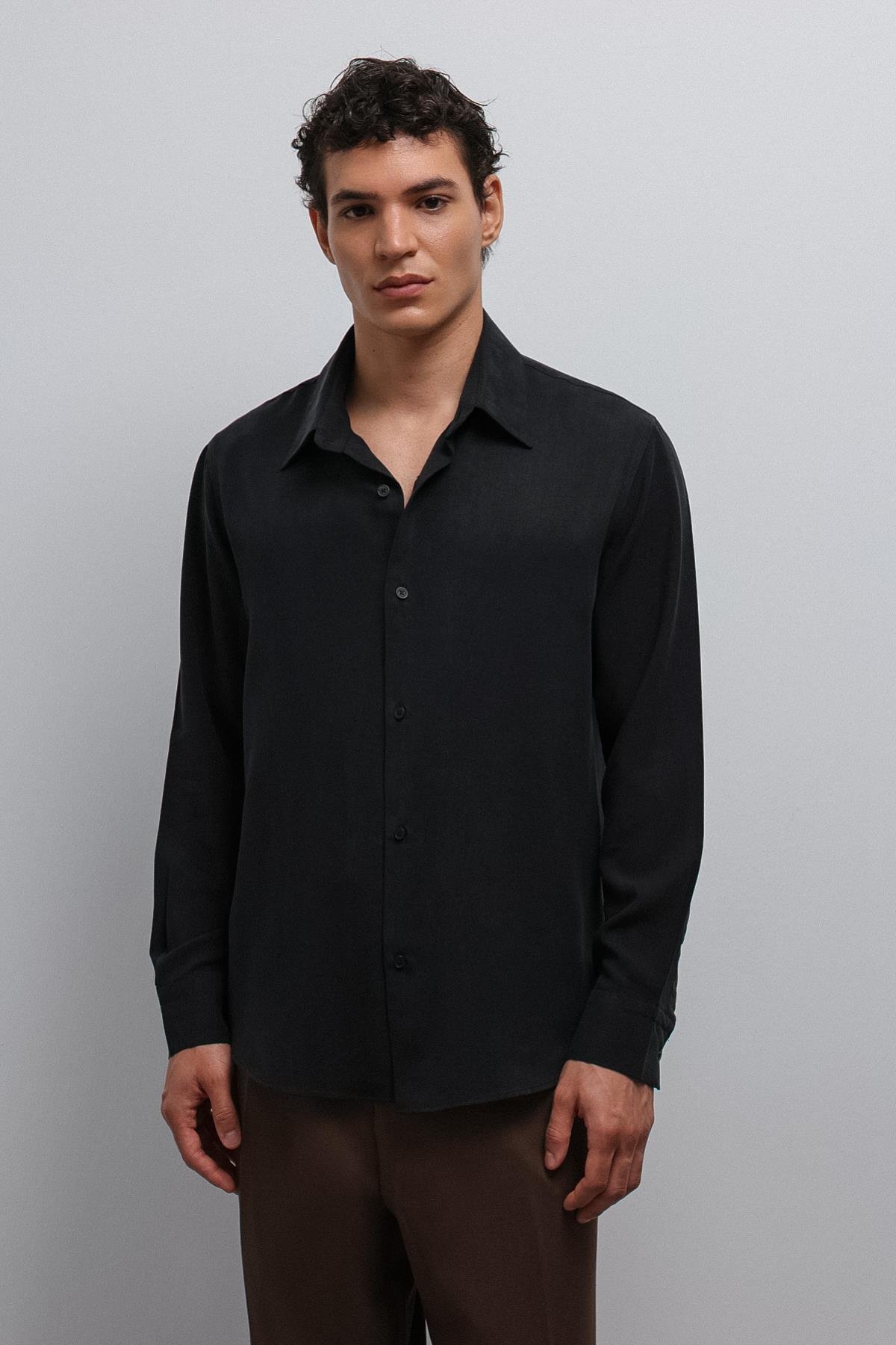 Antioch Siyah Teknik Regular Fit Erkek Gömlek