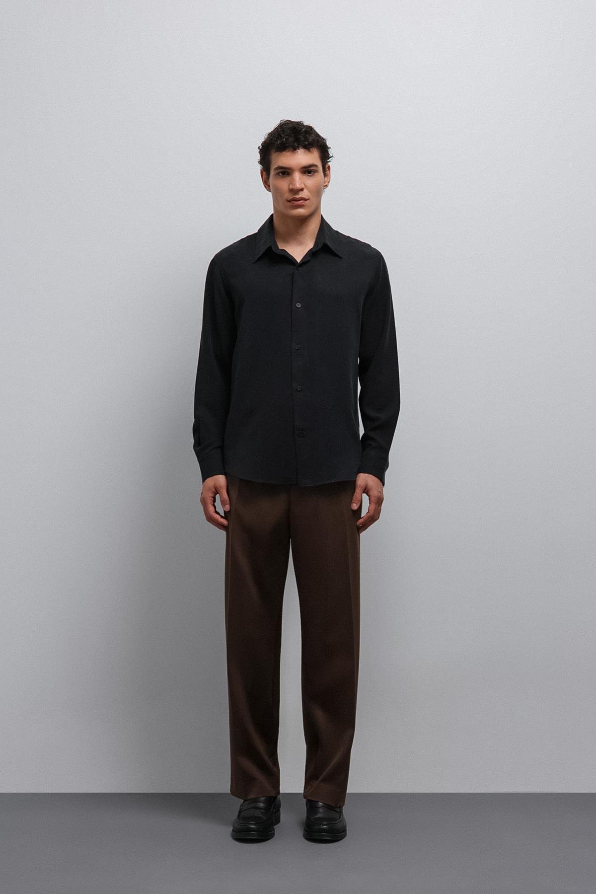 Antioch Siyah Teknik Regular Fit Erkek Gömlek