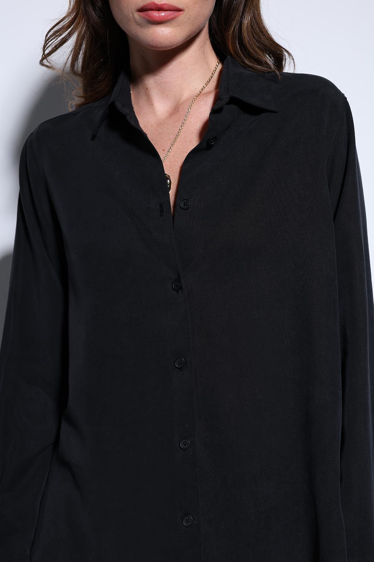 Antioch Siyah Tensel Kadın Gömlek