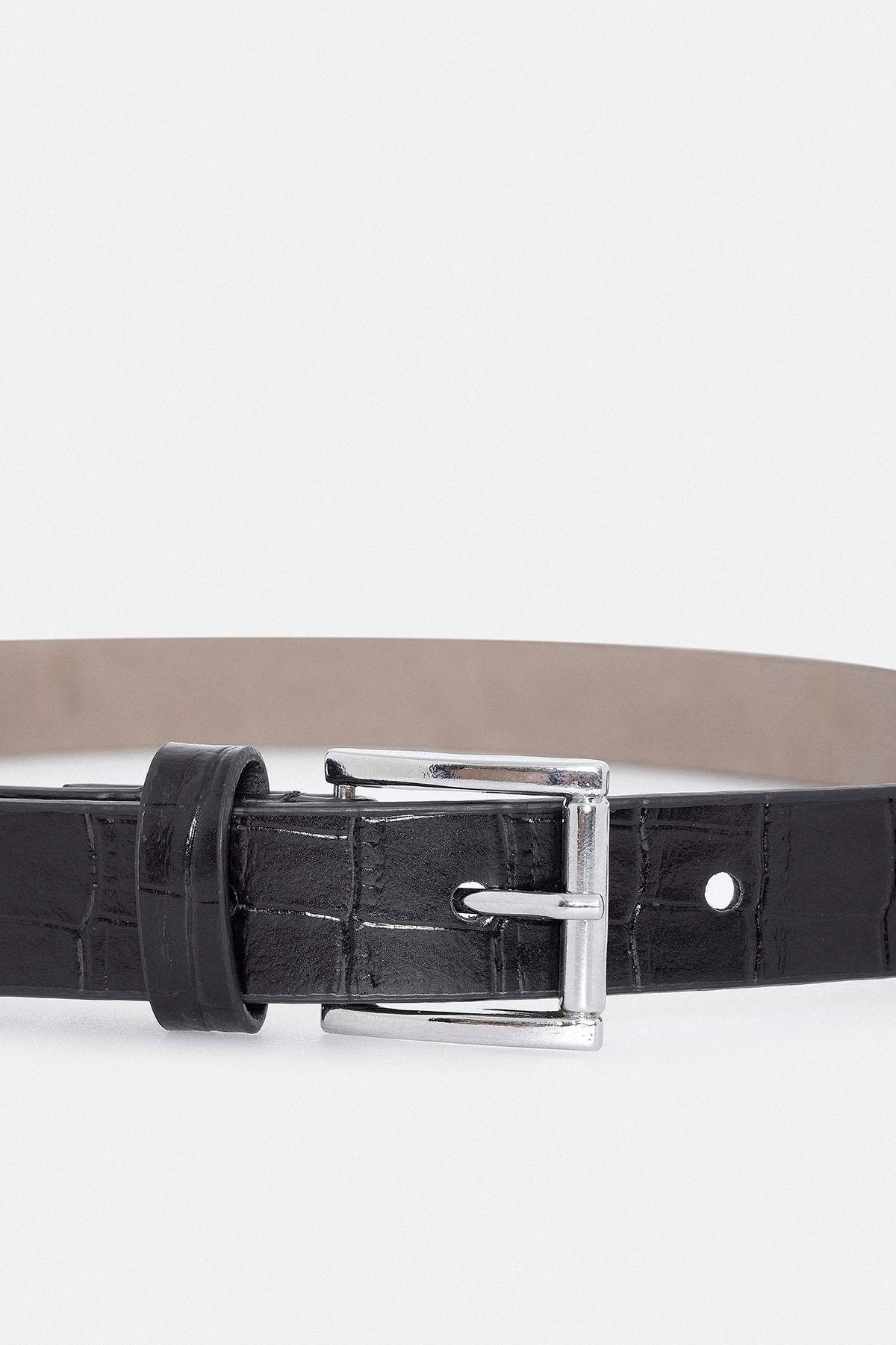 Antioch Siyah Timsah Derisi Görünüm Kadın Kemer