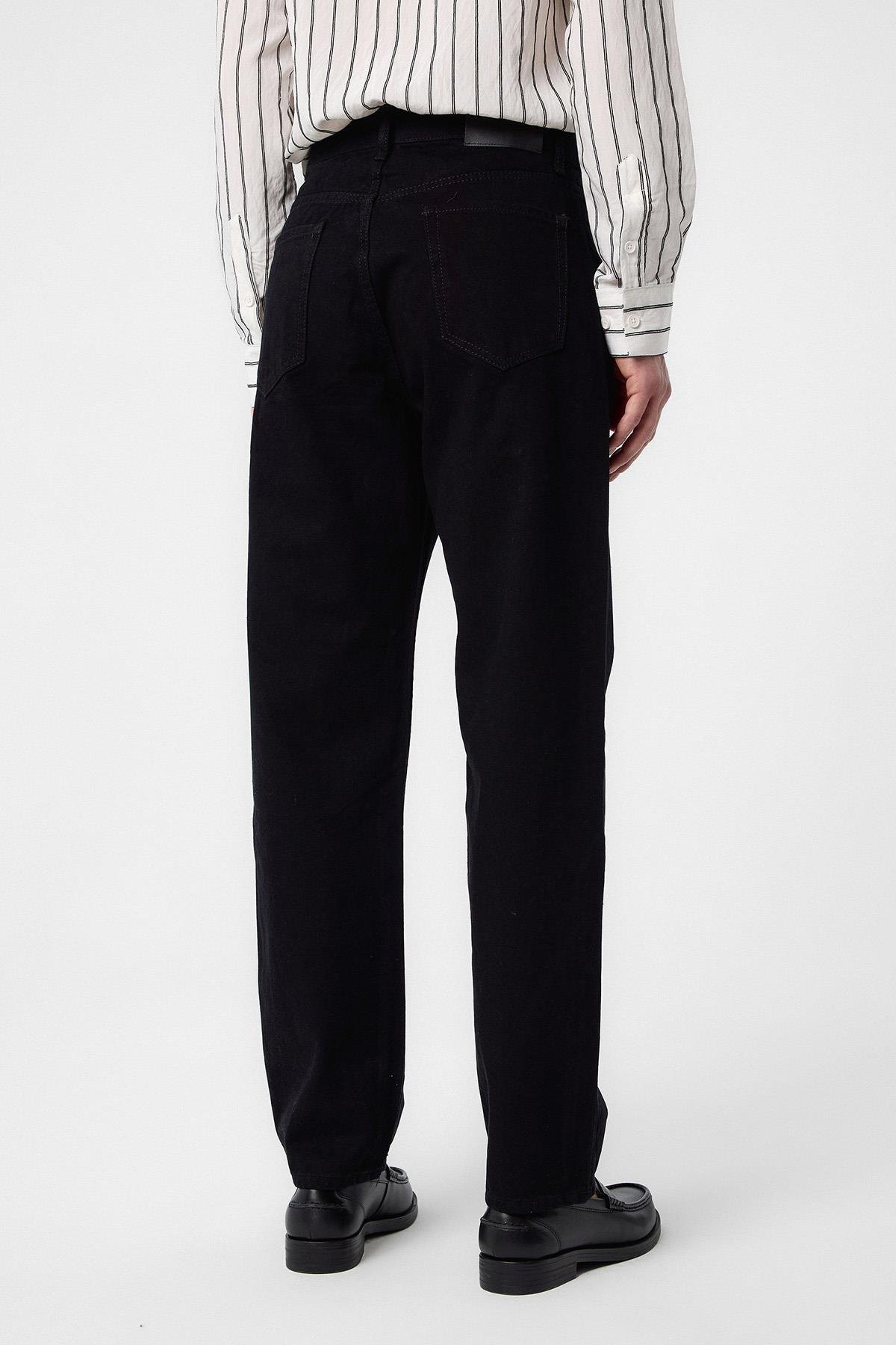 Antioch Siyah Yüksek Bel Regular Fit Erkek Kot Pantolon