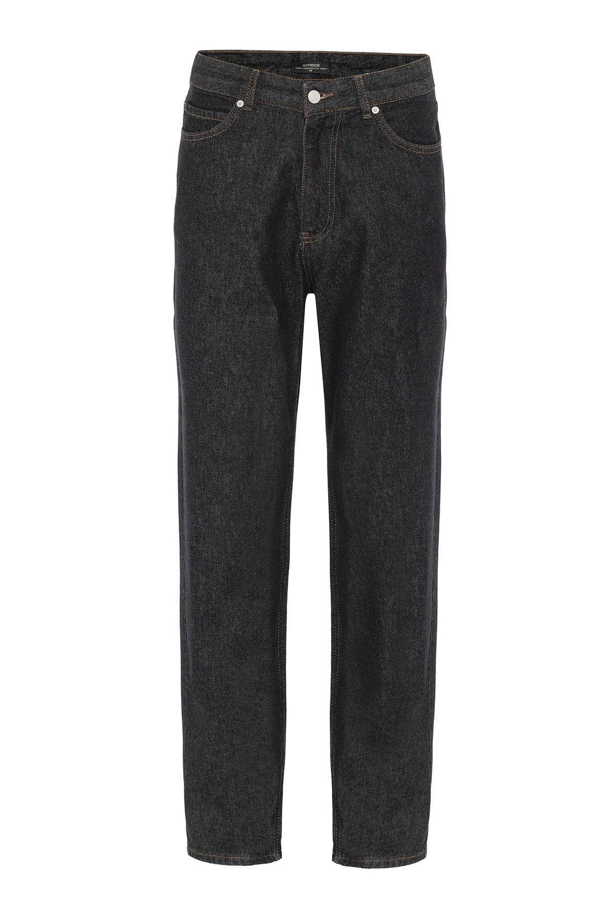 Antioch Siyah Yüksek Bel Relaxed Fit Erkek Kot Pantolon