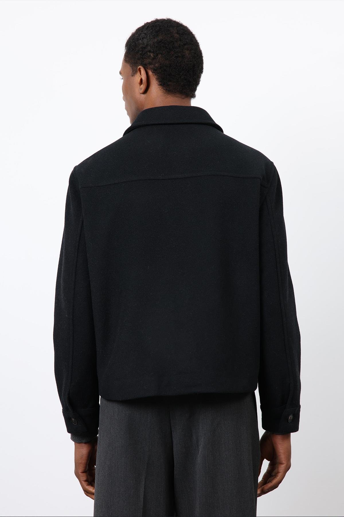 Antioch Siyah Yün Karışımlı Erkek Ceket