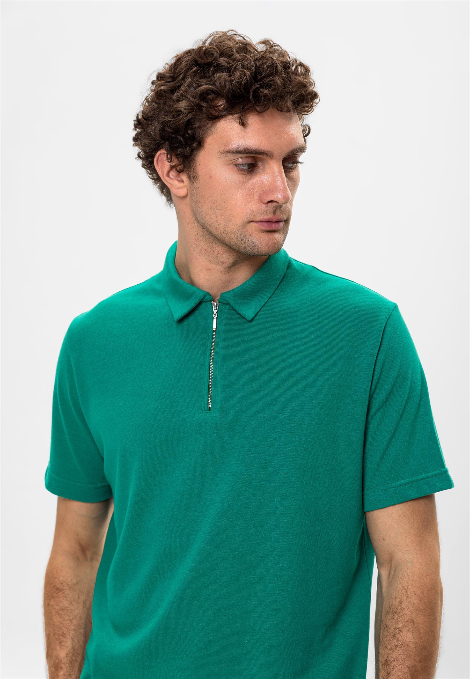 Antioch Men Neft Polo Yaka Fermuarlı Erkek T-Shirt