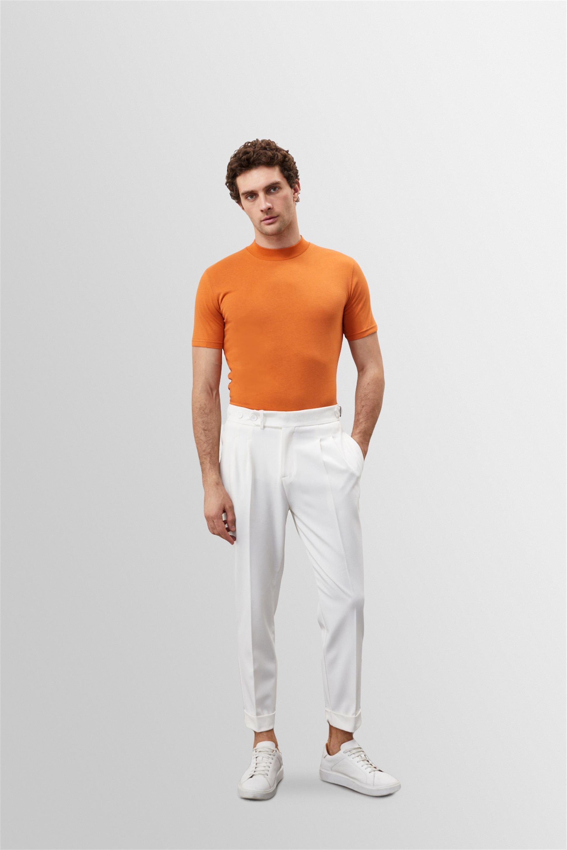 Antioch Men Oranj Slim Fit Basic T-Shirt