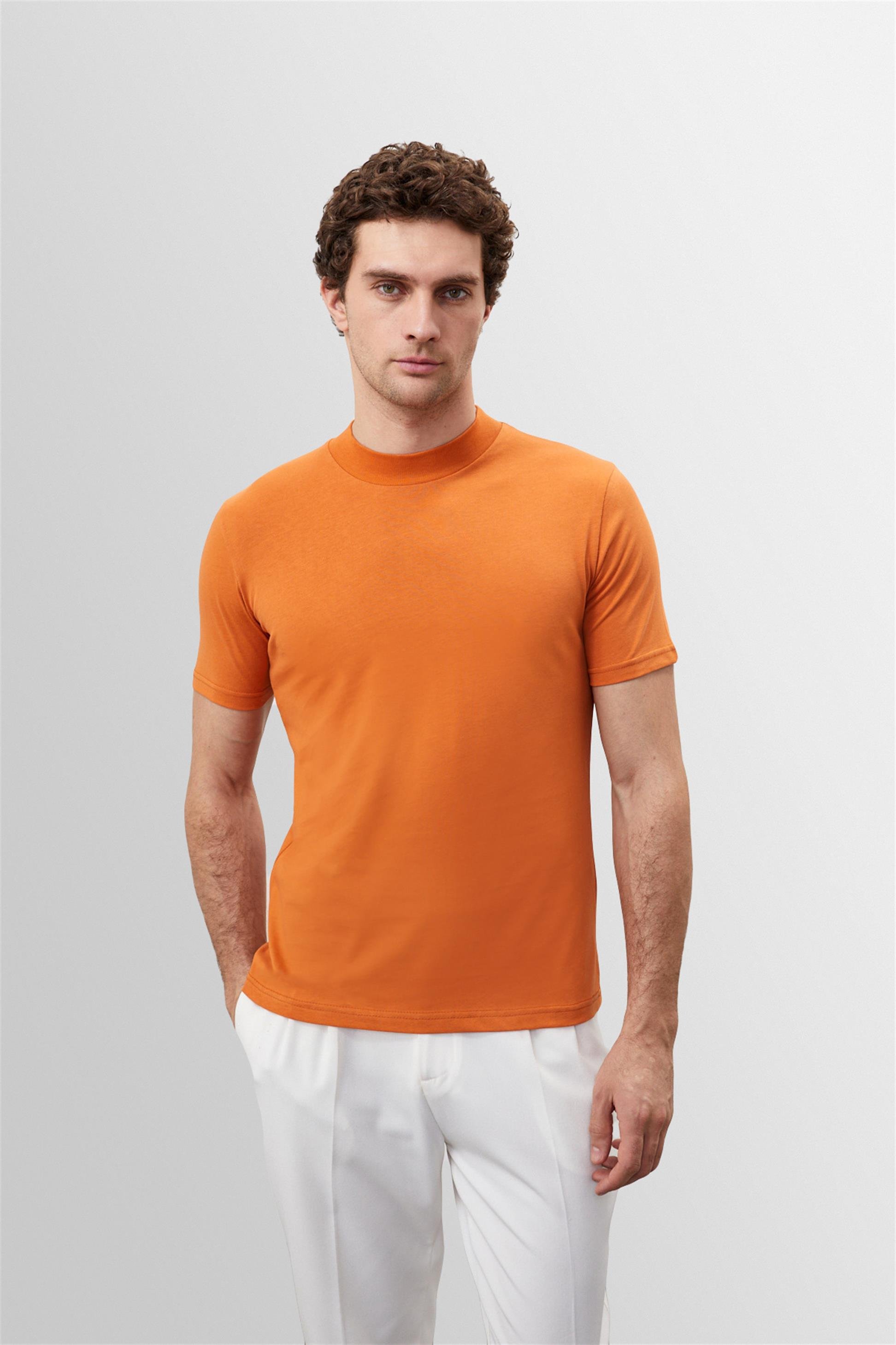 Antioch Men Oranj Slim Fit Basic T-Shirt