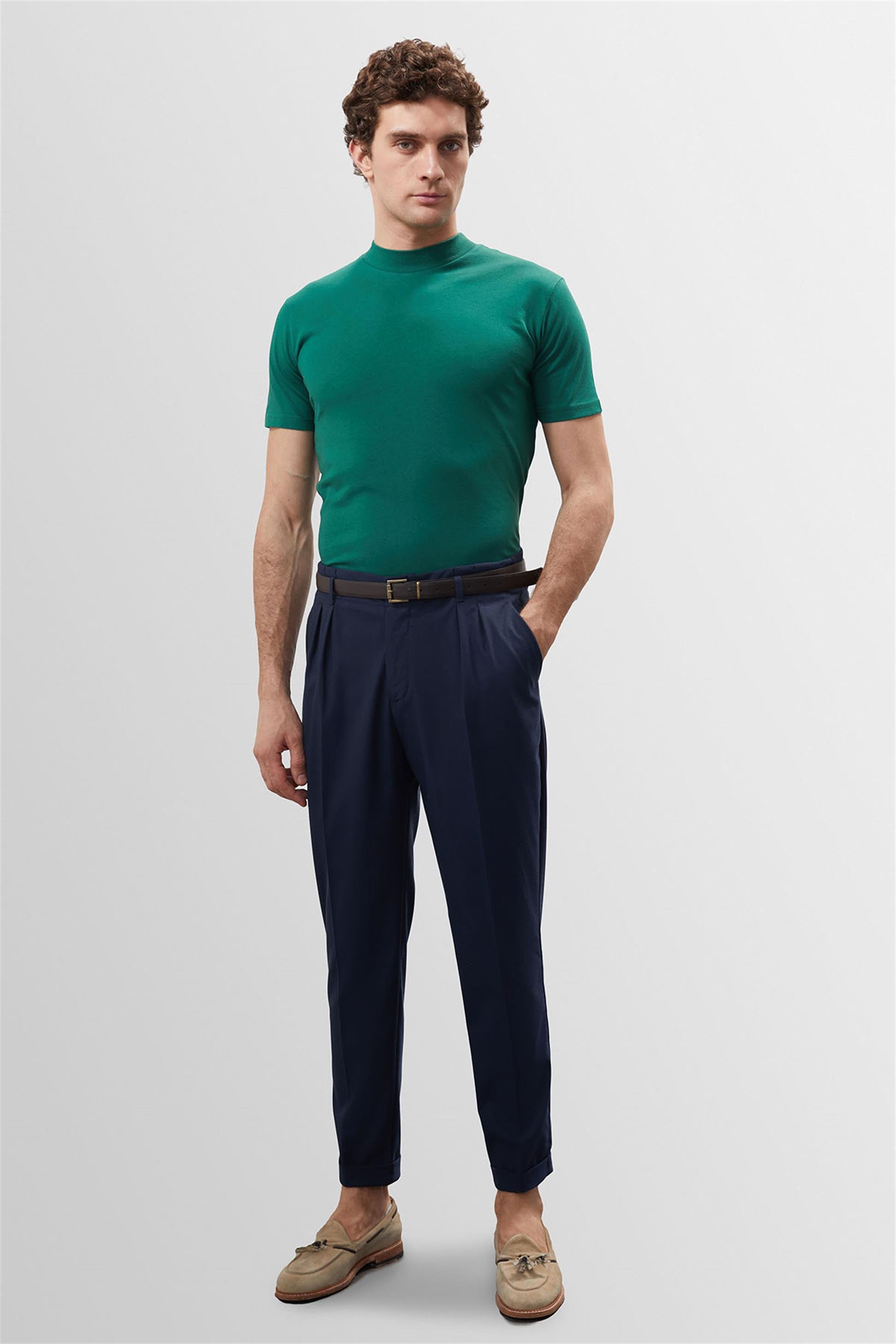 Antioch Men Ördek Yeşili Slim Fit Basic T-Shirt