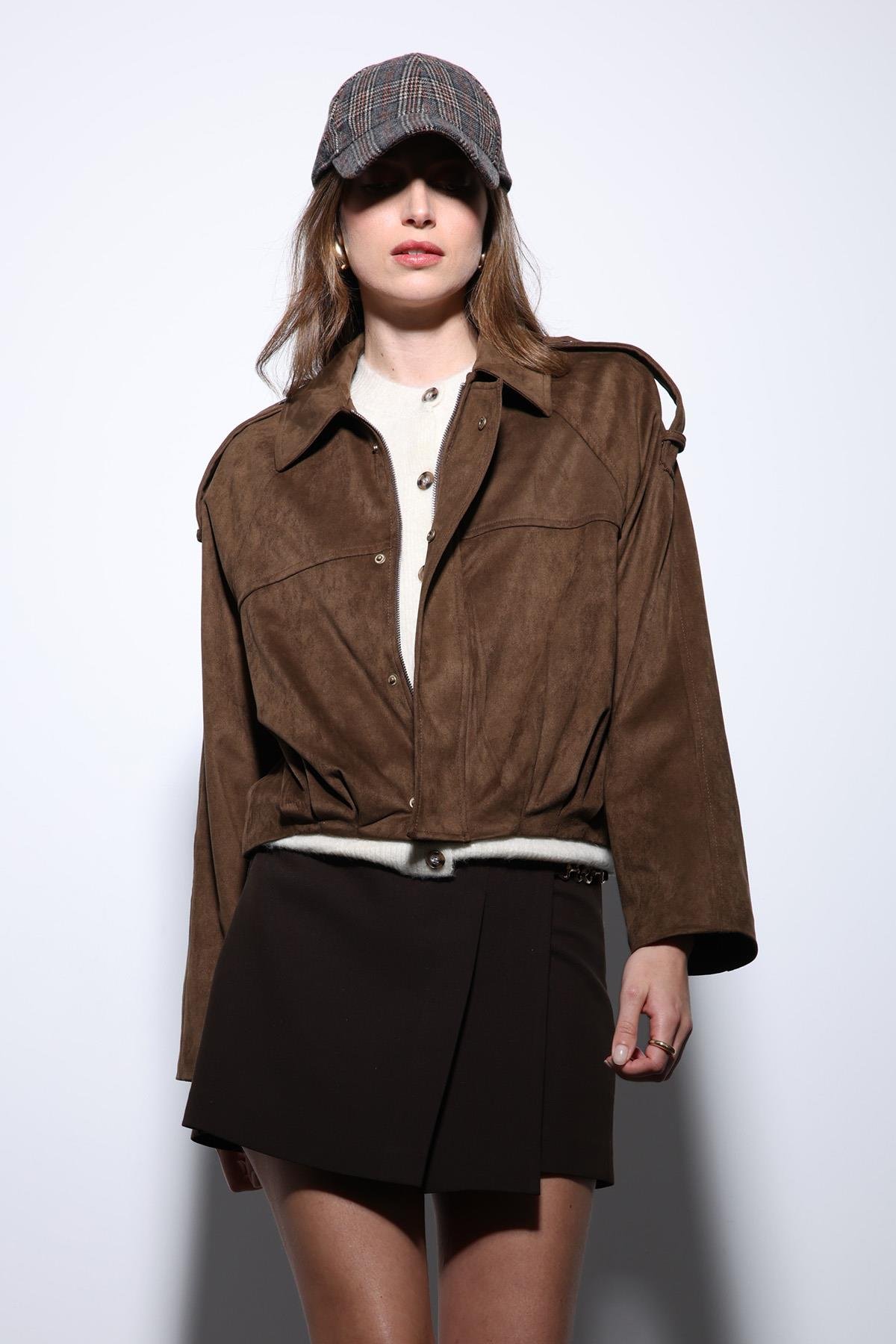 Antioch Taba Süet Görünümlü Bomber Kadın Mont