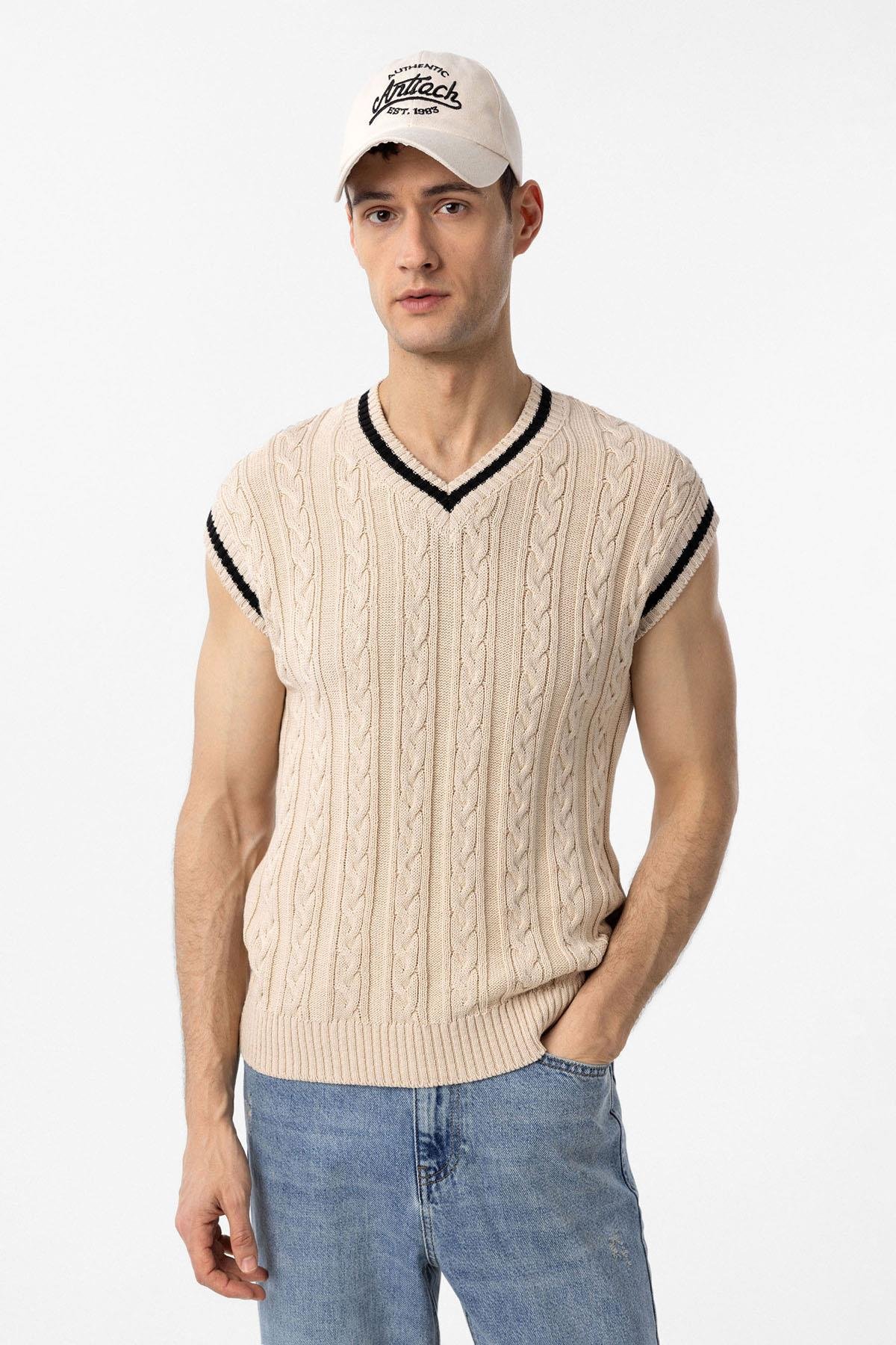 Antioch Taş 100% Pamuk Örgü Erkek Yelek