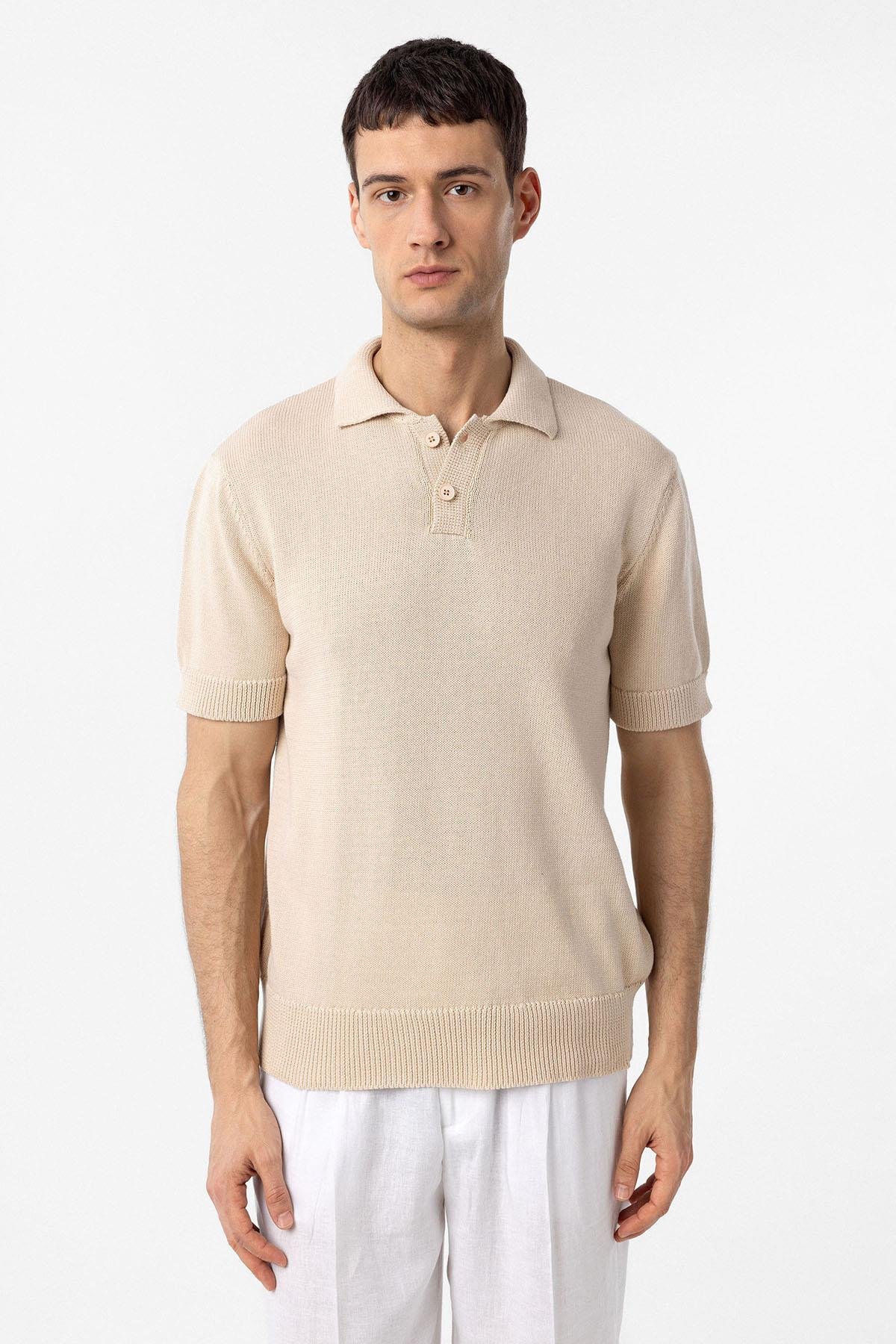 Antioch Taş 100% Pamuk Polo Yaka Triko T-Shirt