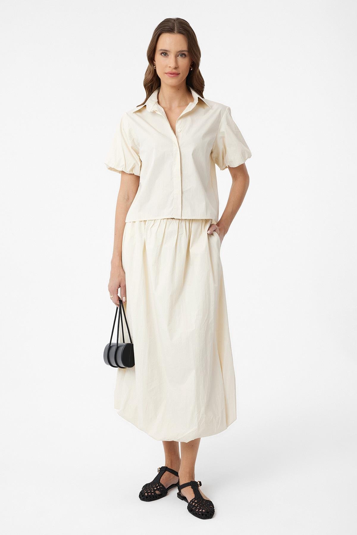 Antioch Taş Balon Kol Kadın Gömlek