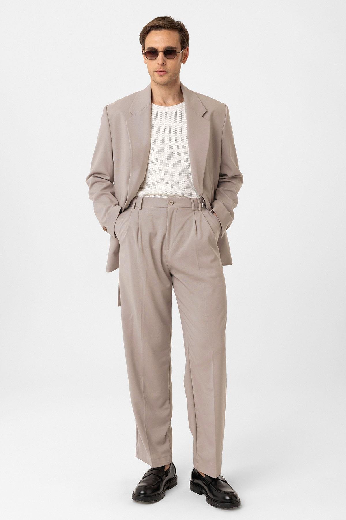 Antioch Taş Çift Pileli Baggy Fit Erkek Pantolon