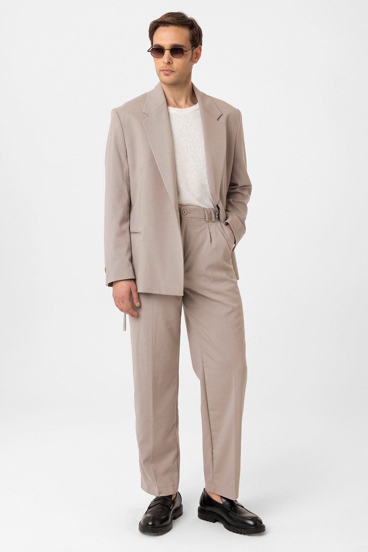 Antioch Taş Çift Pileli Baggy Fit Erkek Pantolon