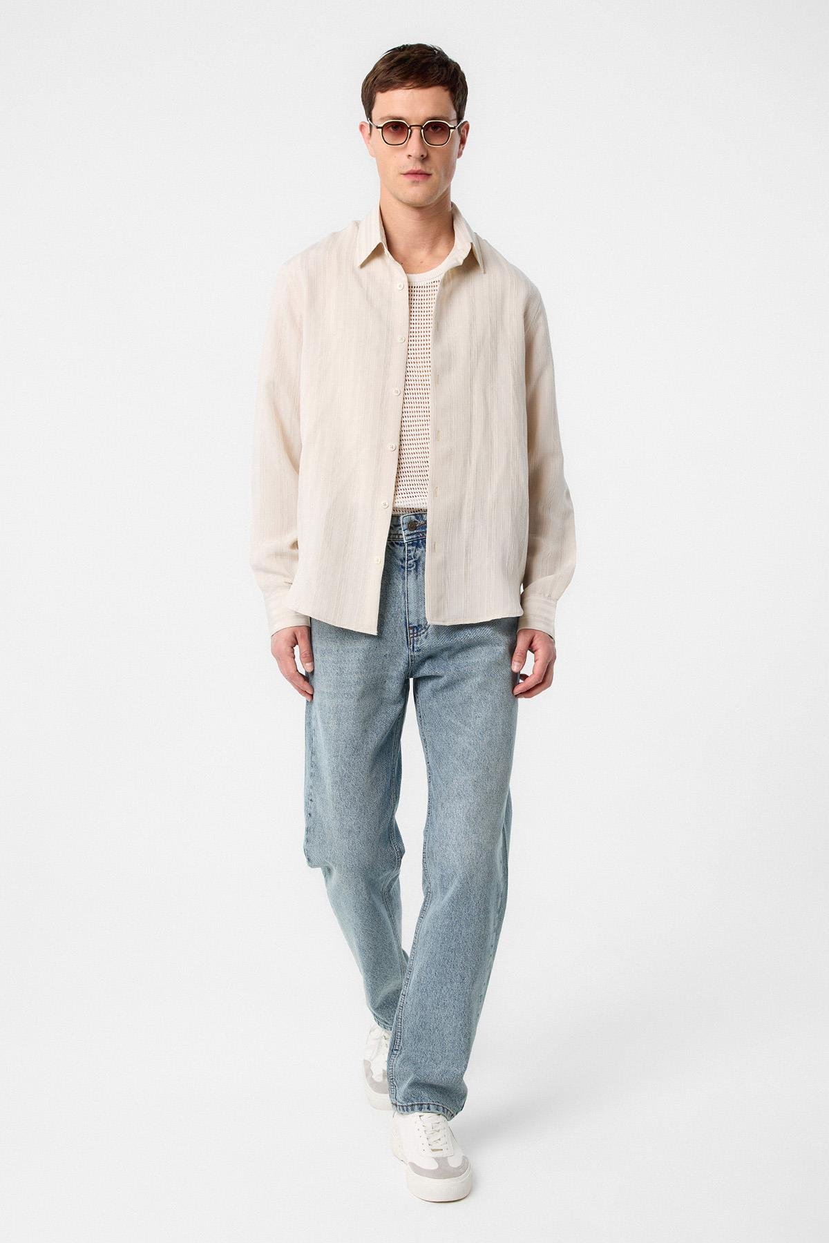 Antioch Taş Çizgili ve Dokulu Erkek Gömlek