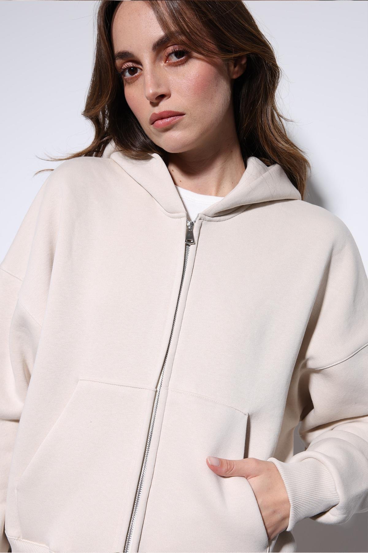 Antioch Taş Kapüşonlu Sweatshirt Kadın Eşofman Takım