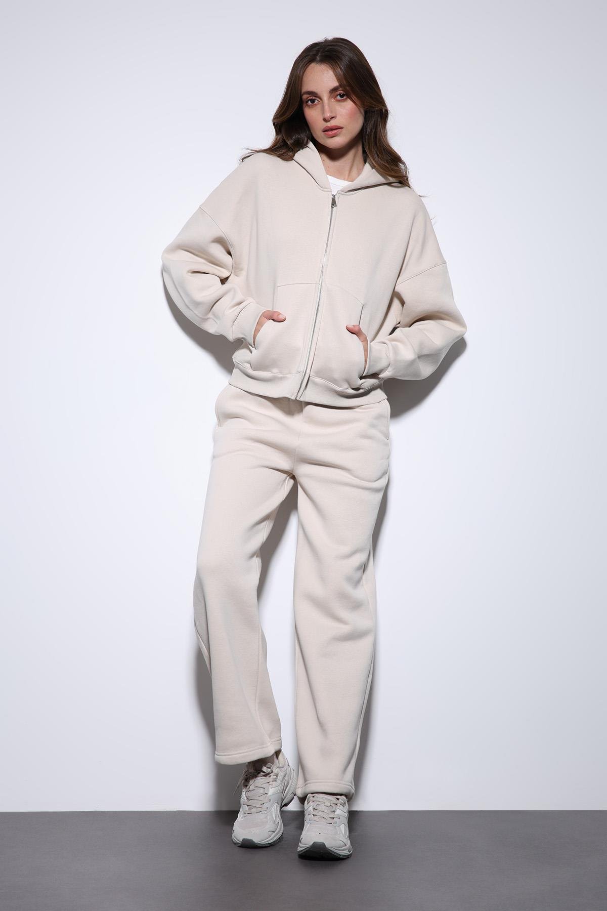 Antioch Taş Kapüşonlu Sweatshirt Kadın Eşofman Takım