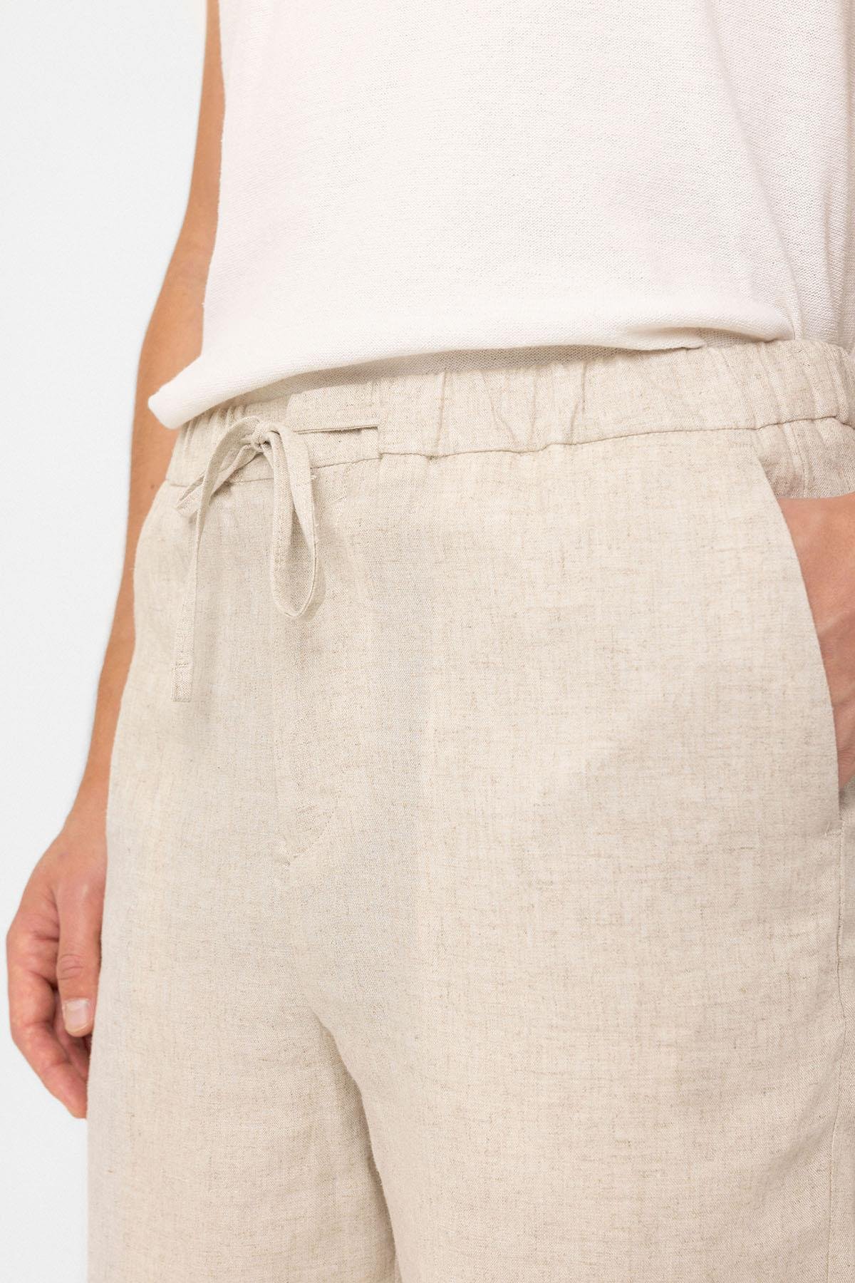 Antioch Taş Keten Karışımlı Erkek Şort