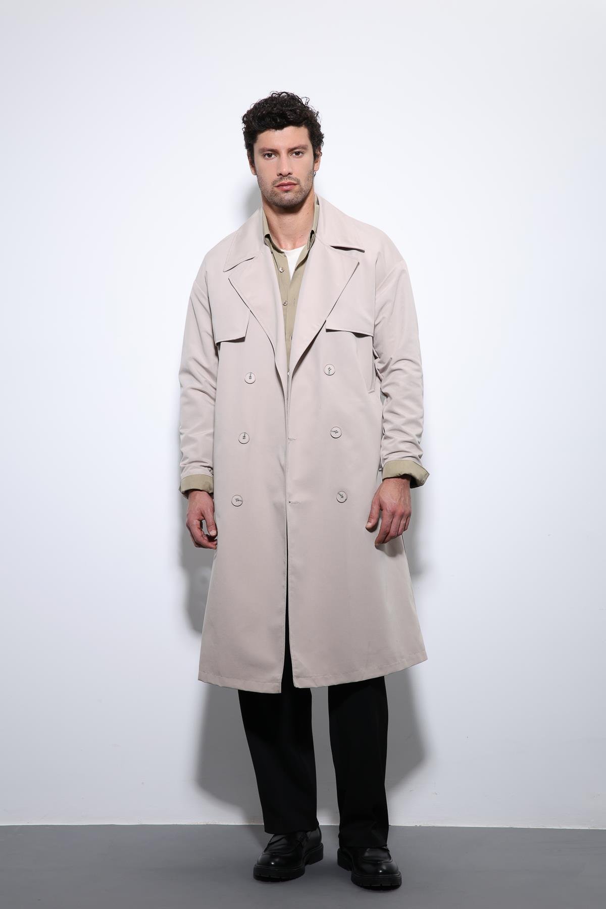 Antioch Taş Kruvaze Kapama Kemerli Trençkot