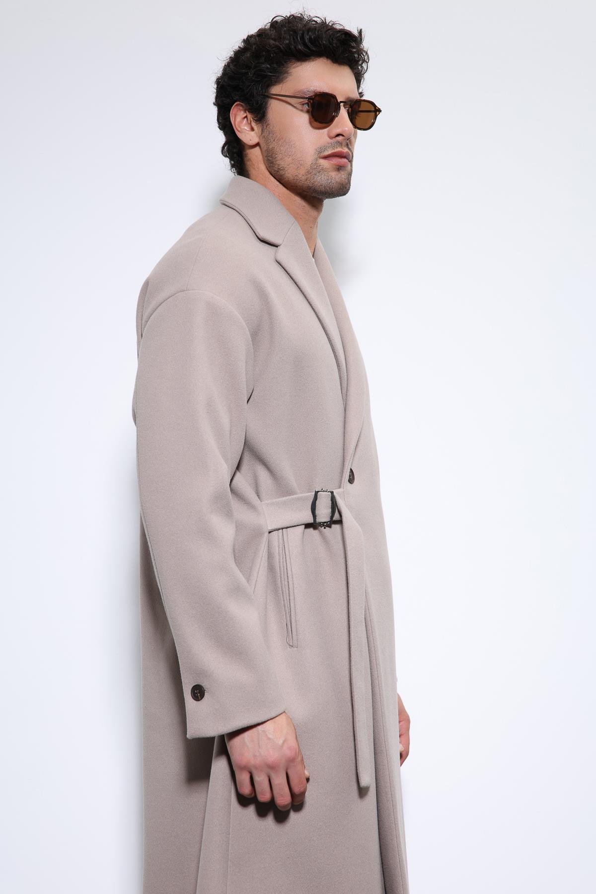 Antioch Taş Kuşaklı Oversize Erkek Kaban