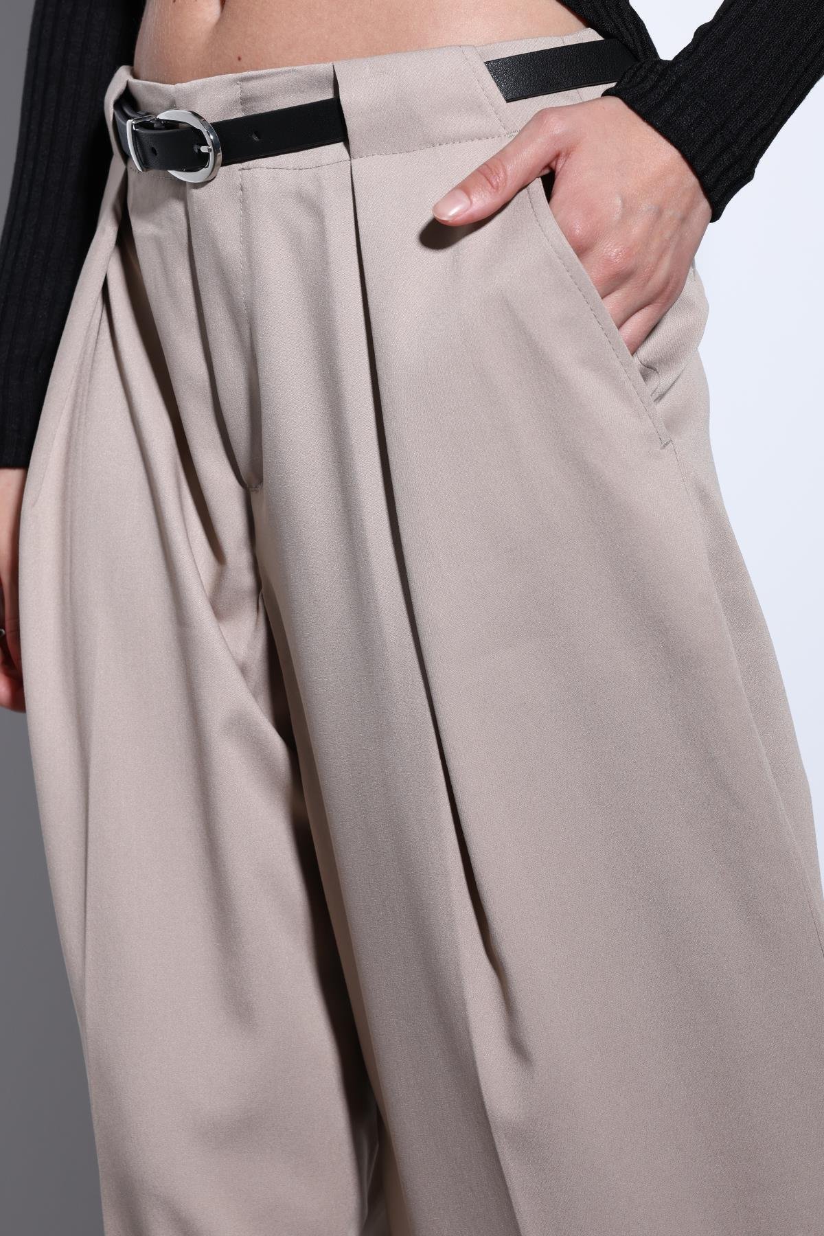 Antioch Taş Pileli Geniş Kadın Pantolon