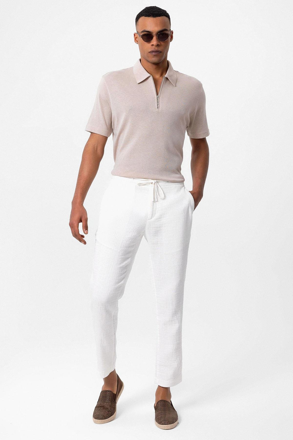 Antioch Taş Polo Yaka Fermuarlı Erkek T-Shirt