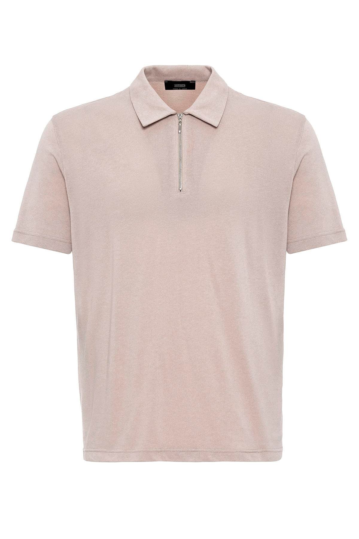 Antioch Taş Polo Yaka Fermuarlı Erkek T-Shirt