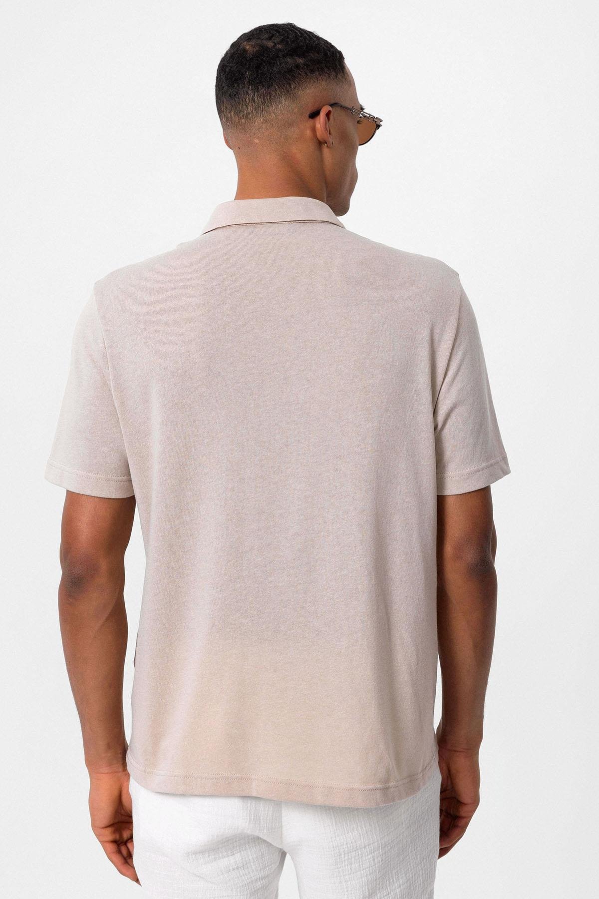 Antioch Taş Polo Yaka Fermuarlı Erkek T-Shirt