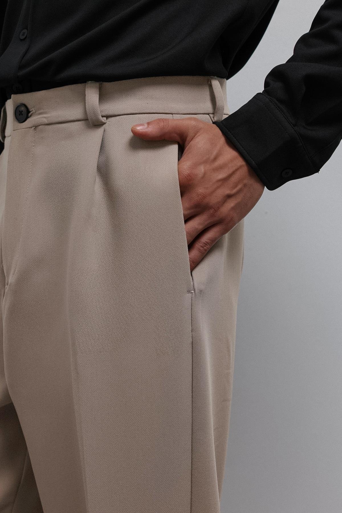 Antioch Taş Relax Fit Baggy Pilili Erkek Pantolon