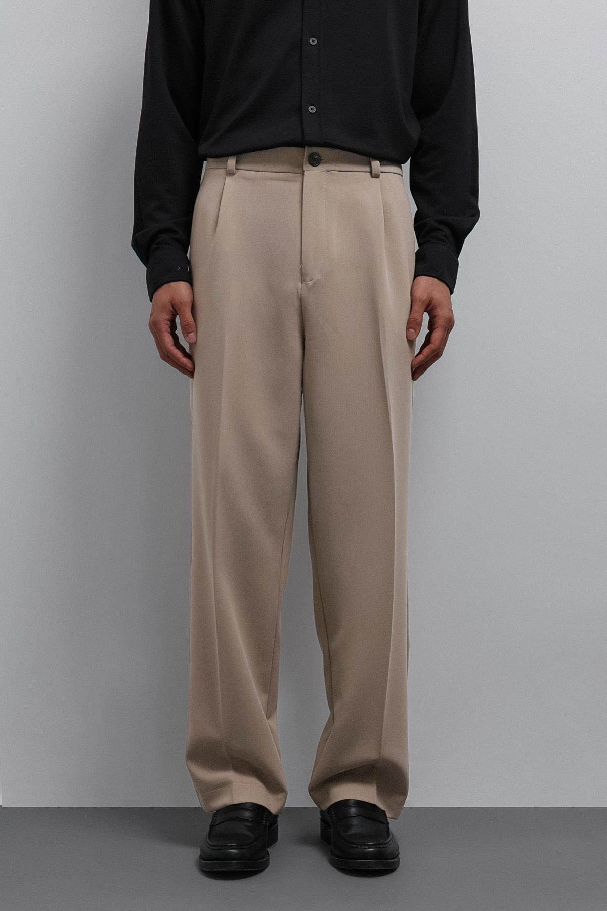 Antioch Taş Relax Fit Baggy Pilili Erkek Pantolon