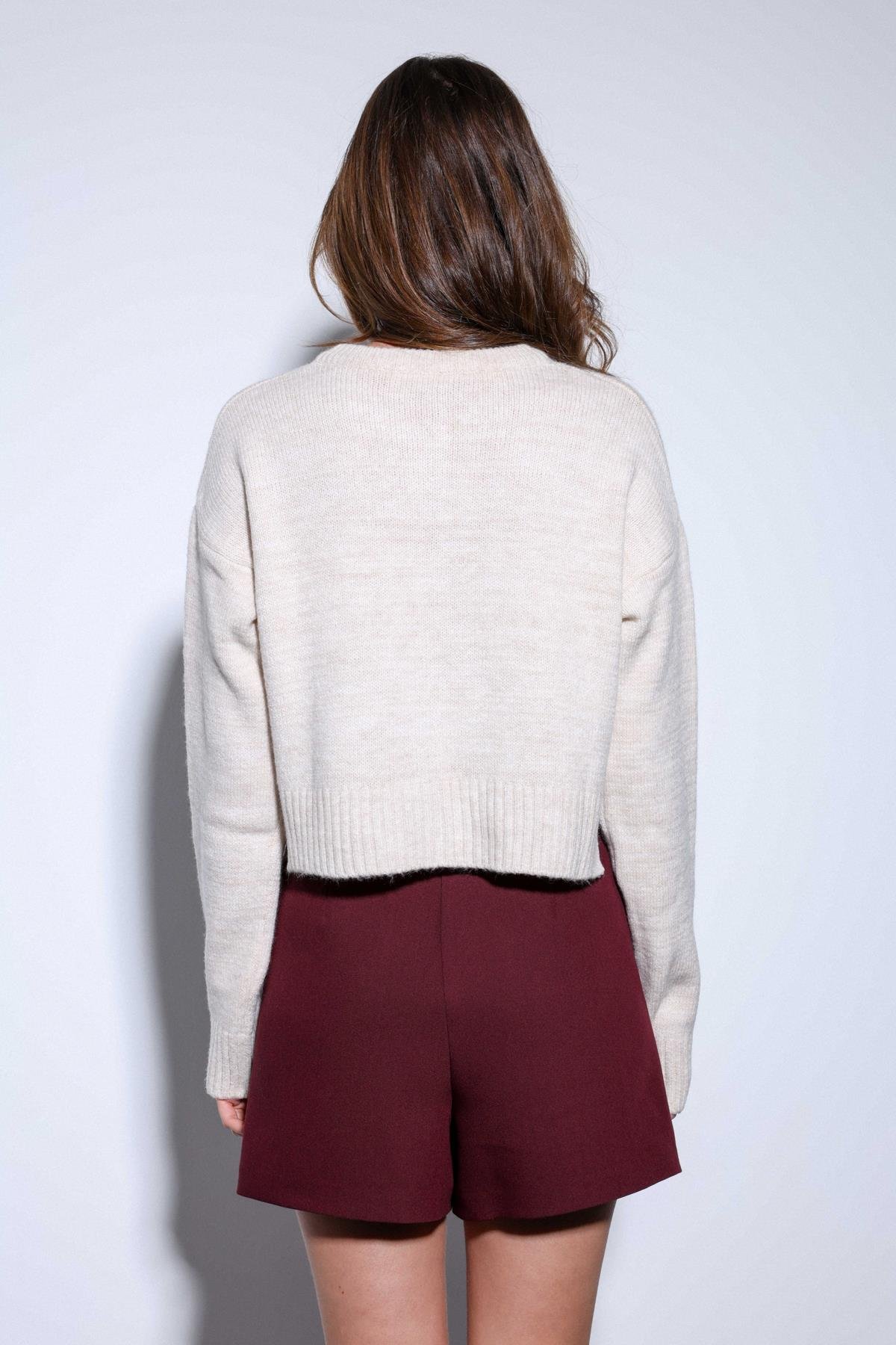 Antioch Taş Yırtmaçlı Örgü Triko Kadın Kazak