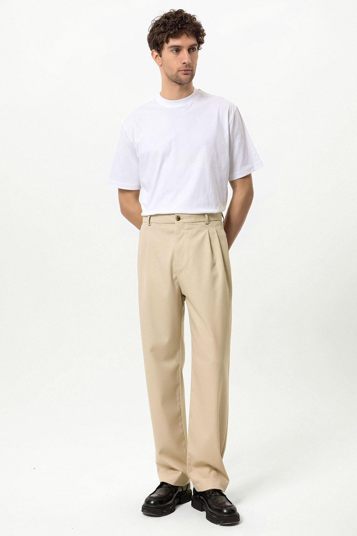 Antioch Taş Yüksek Bel Pileli Rahat Kalıp Erkek Pantolon