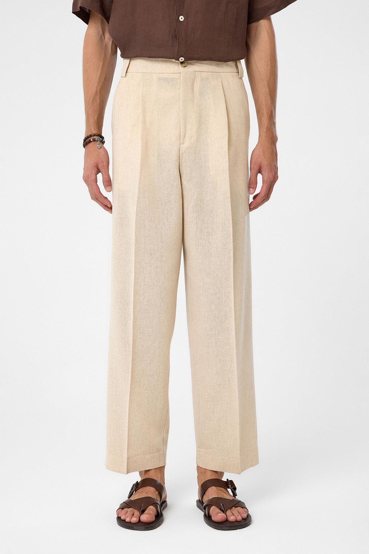 Antioch Taş Yüksek Bel Pileli Relax Fit Erkek Pantolon