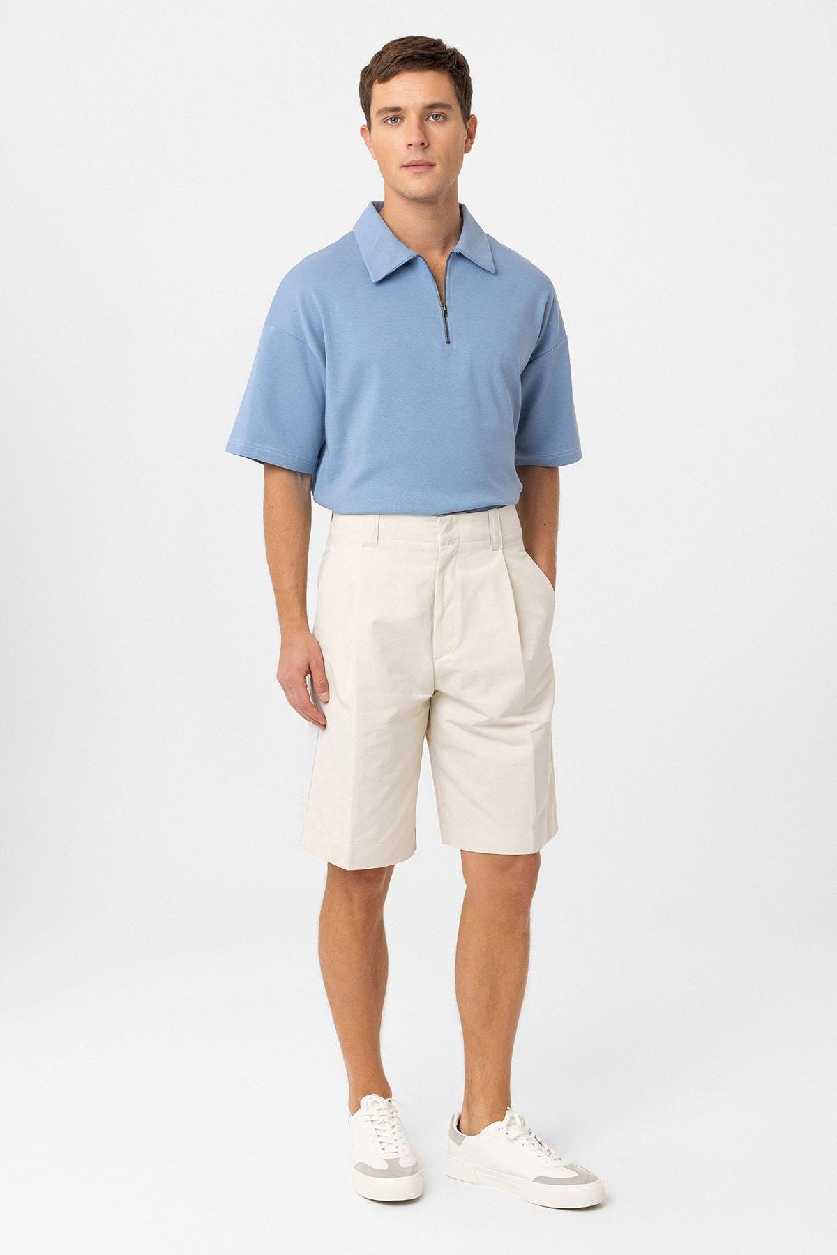 Antioch Taş Yüksek Bel Pileli Relaxed Bermuda Erkek Şort