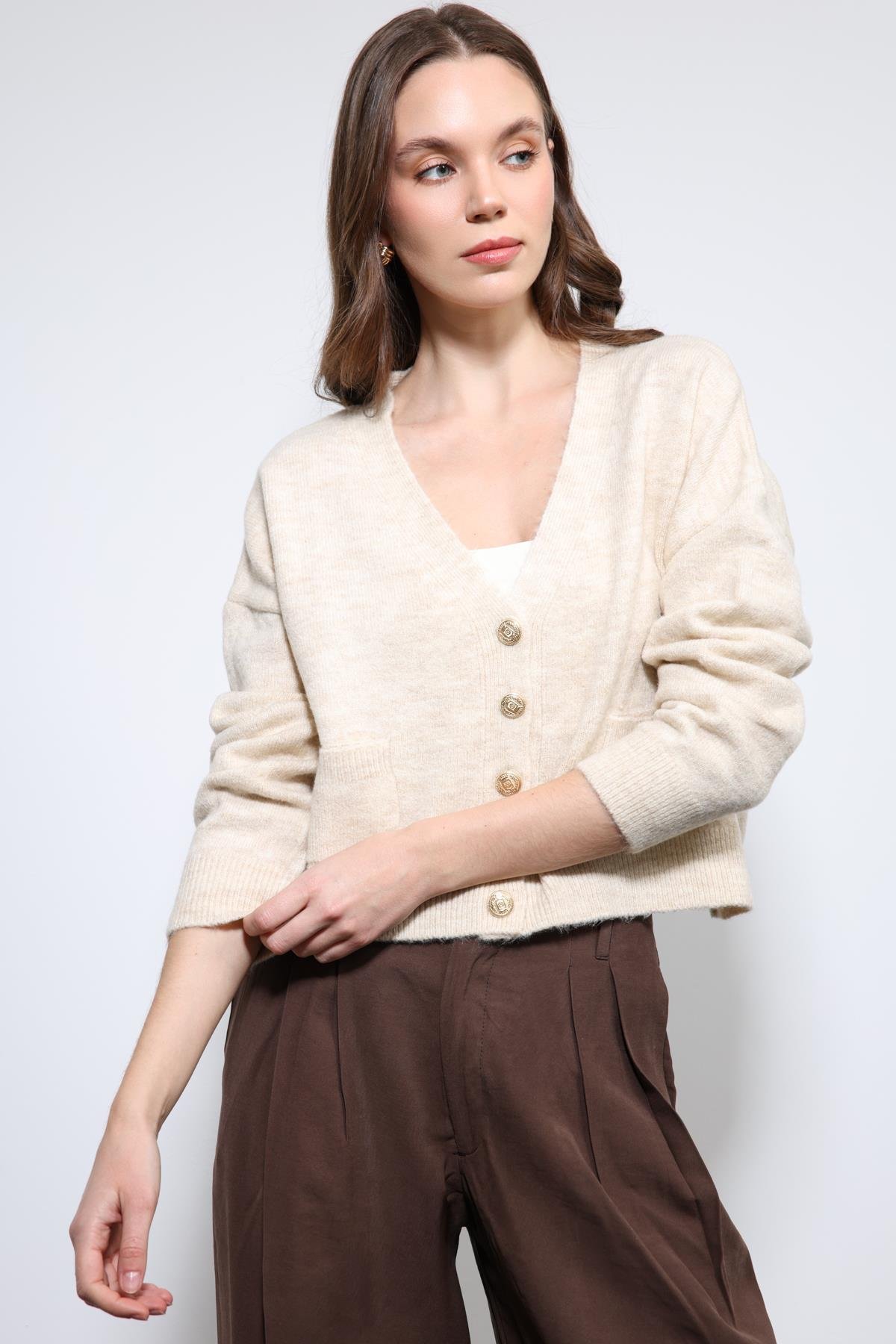 Antioch Taş Yün Karışımlı Örme Triko Hırka