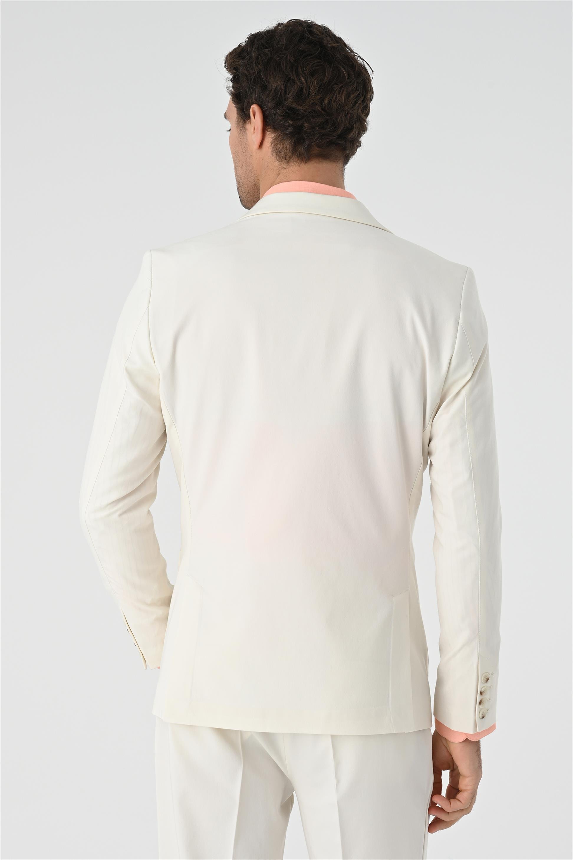 Antioch Men Ekru Torba Cepli Tek Düğme Erkek Ceket